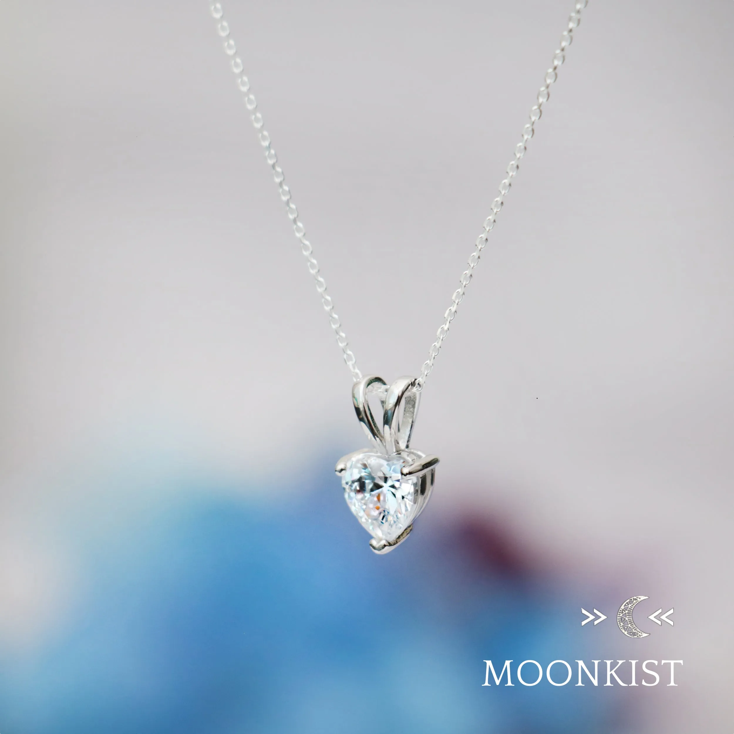 Dainty Clear CZ Heart Necklace | Moonkist Designs