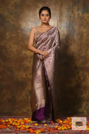 Deep Aubergine Banarasi Kataan Saree