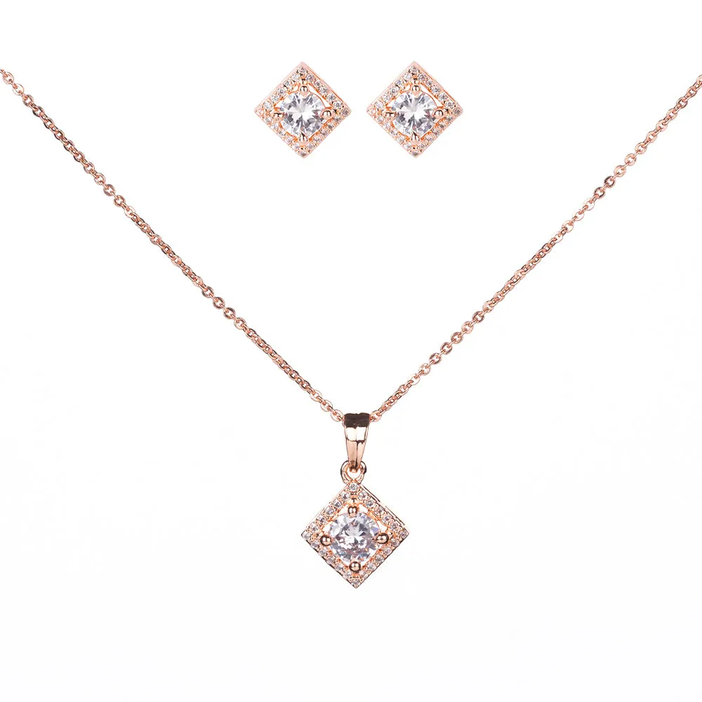 Delicate Rose Gold Locket Set with Diamante