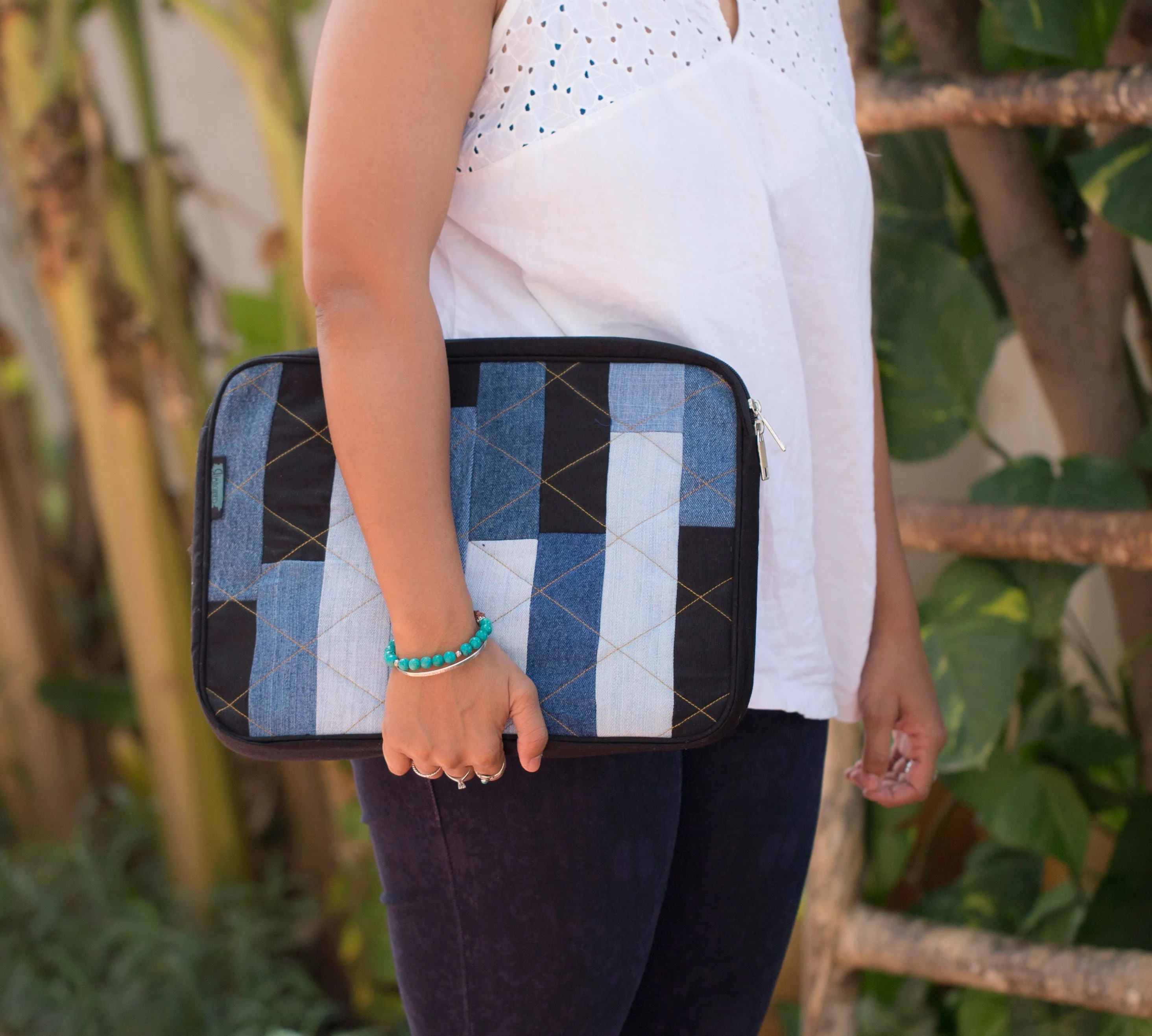 Denim Laptop Sleeve - Rectangular Patchwork