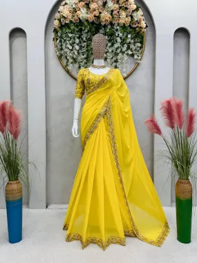 Designer Yellow Wedding Saree