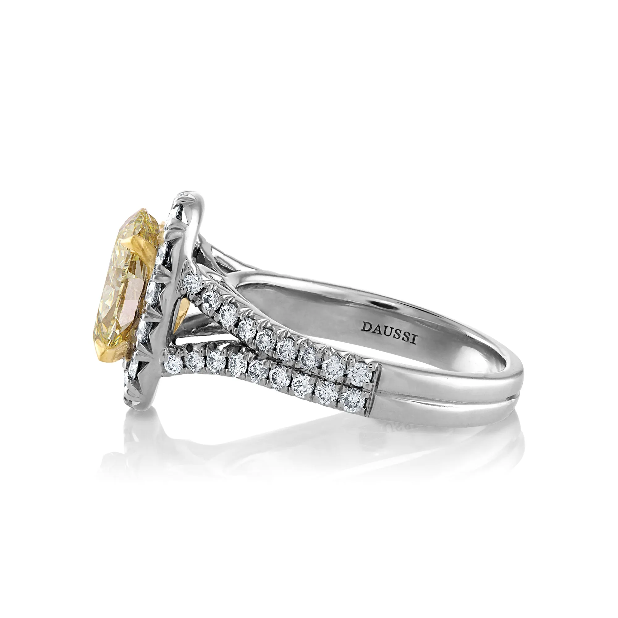 Estate “Canary” GIA 3.23ct Natural Fancy YELLOW VS1 Oval Diamond 18K Halo Ring