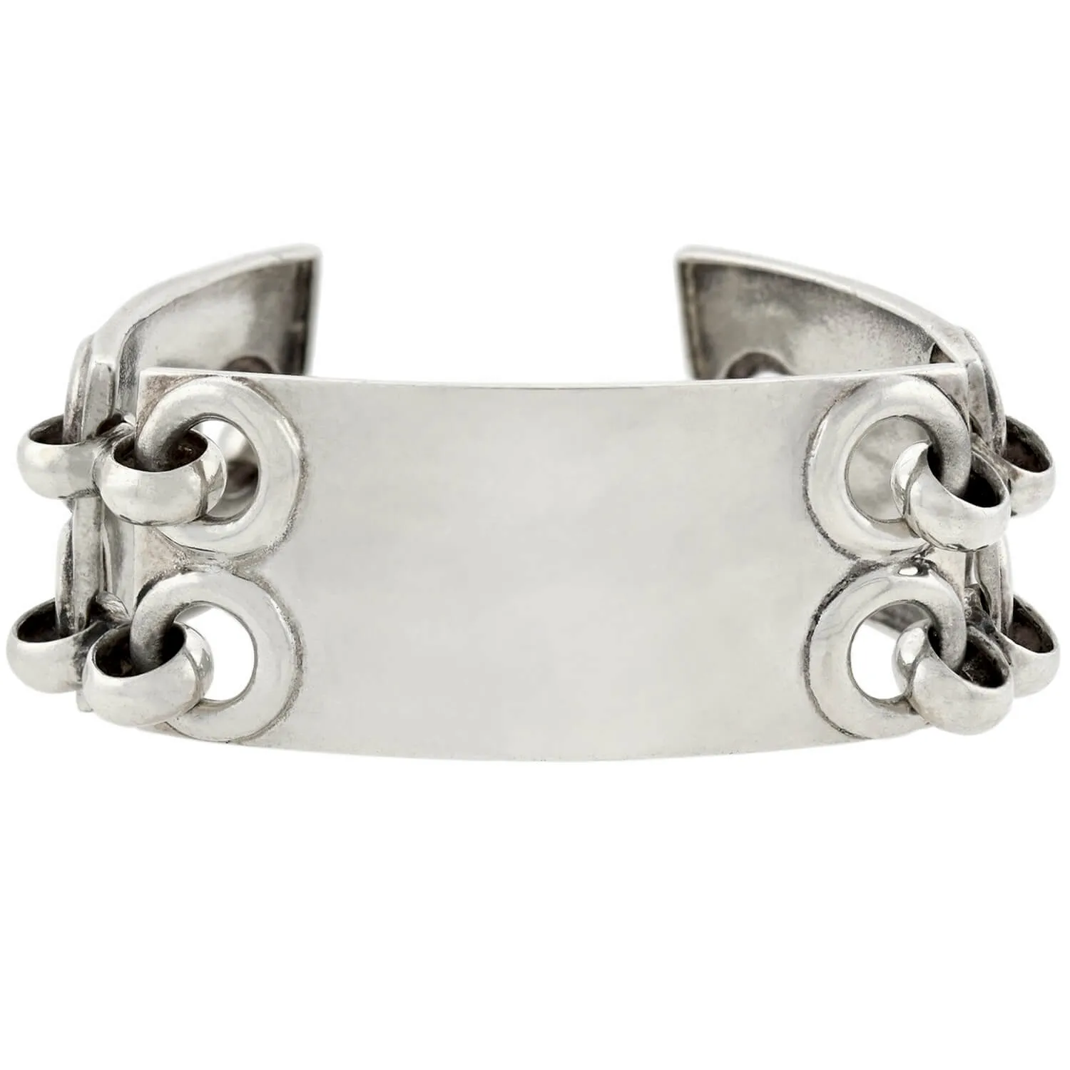 Estate Sterling Silver Hinged Panel Link Bracelet