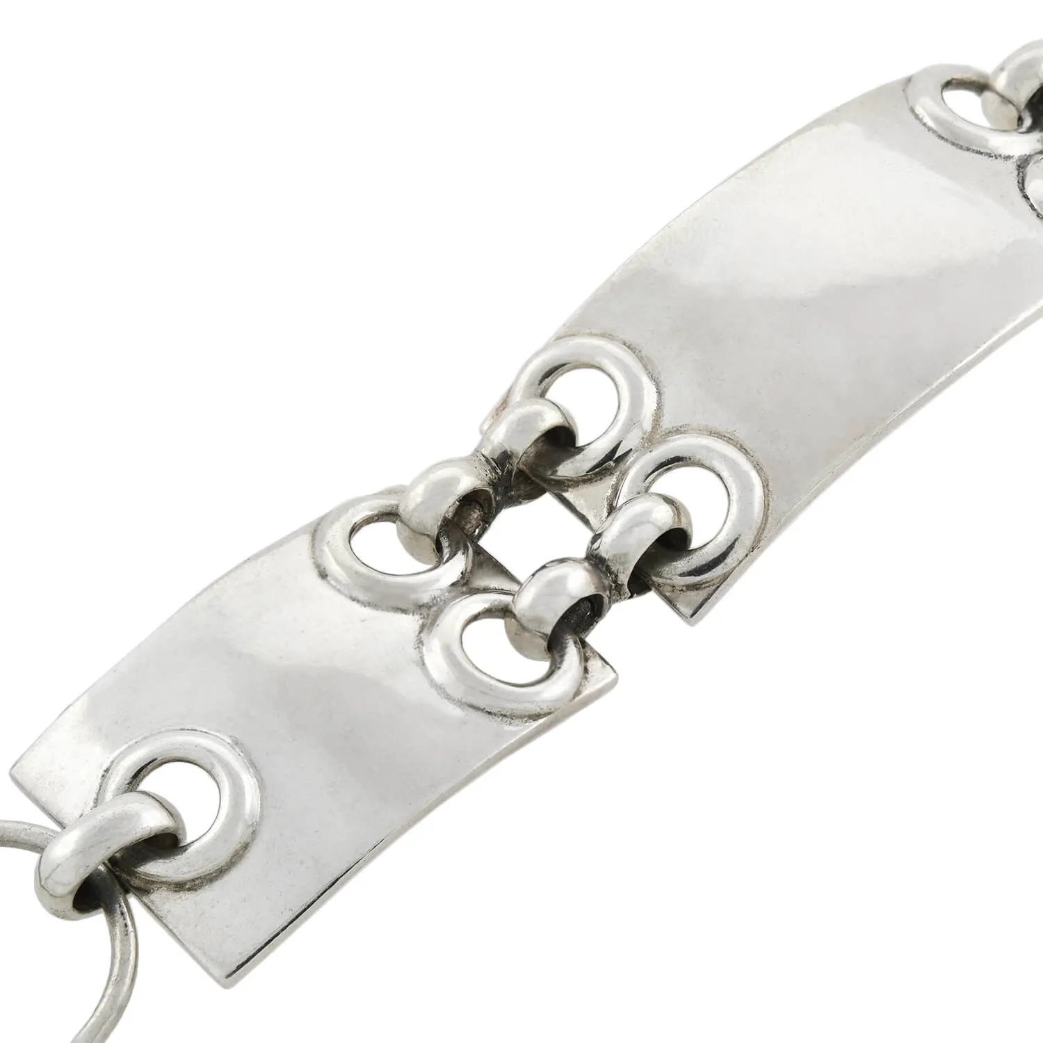 Estate Sterling Silver Hinged Panel Link Bracelet