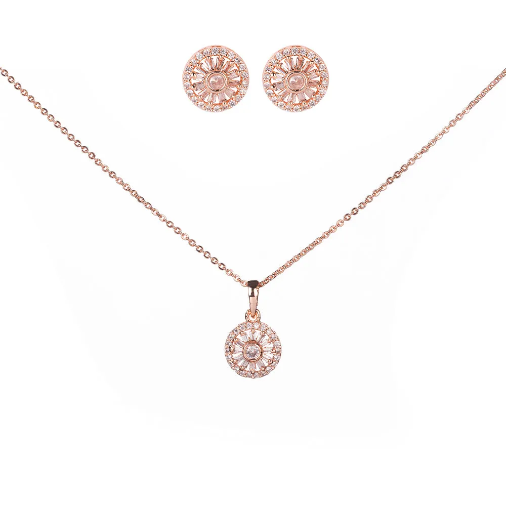 Feminine Rose Gold Locket Set with Floral Motif