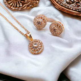 Feminine Rose Gold Locket Set with Floral Motif