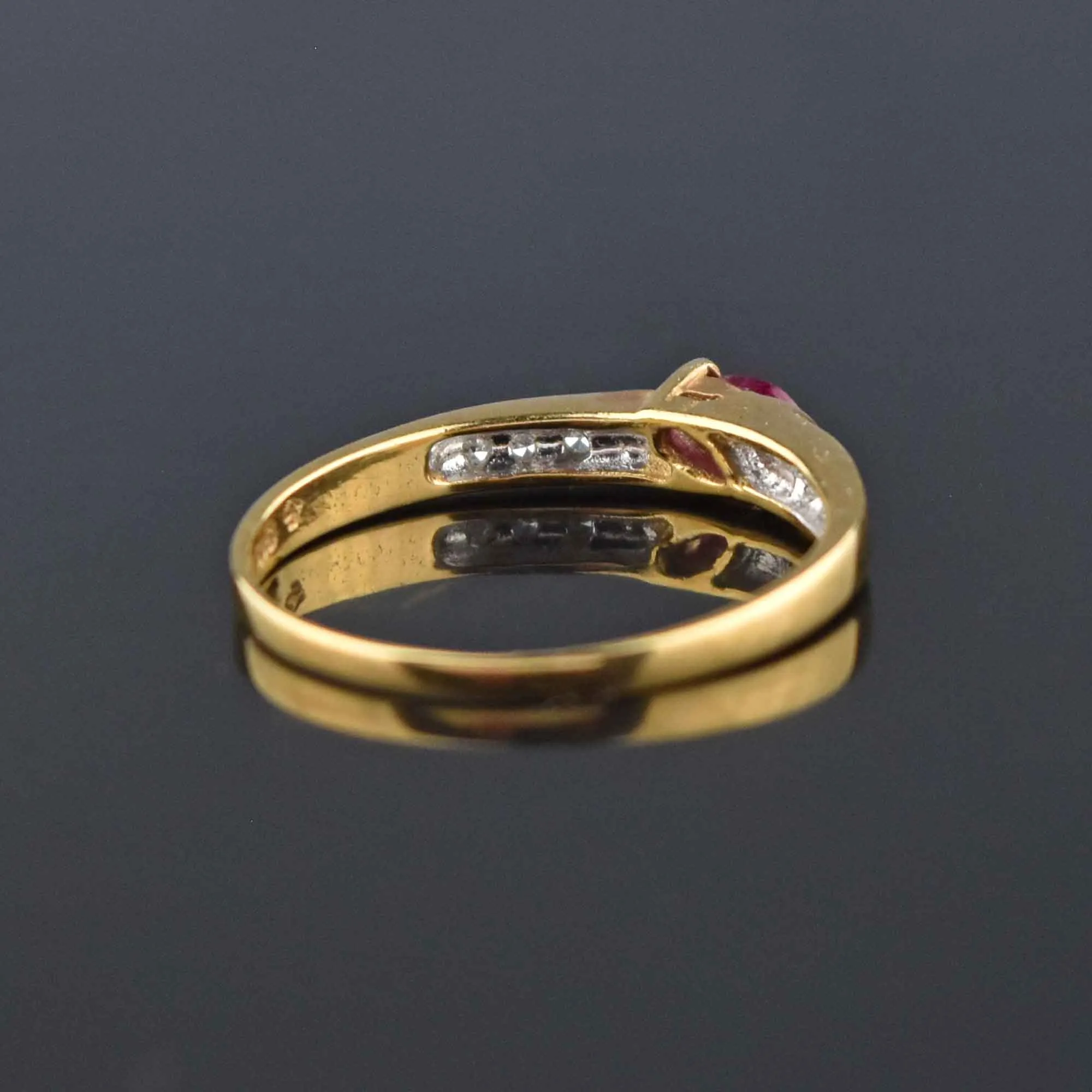 Fine 14K Gold Ruby and Diamond Stacking Ring