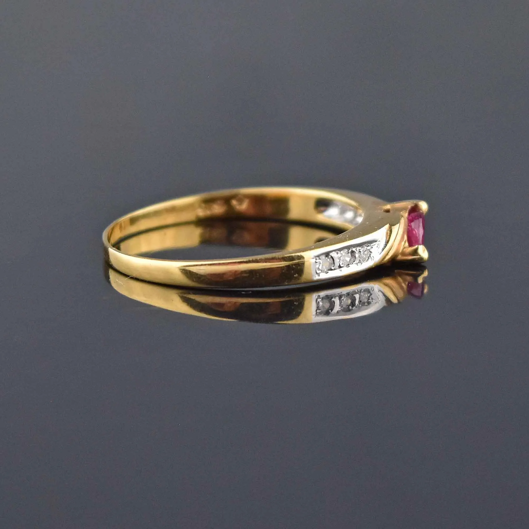 Fine 14K Gold Ruby and Diamond Stacking Ring