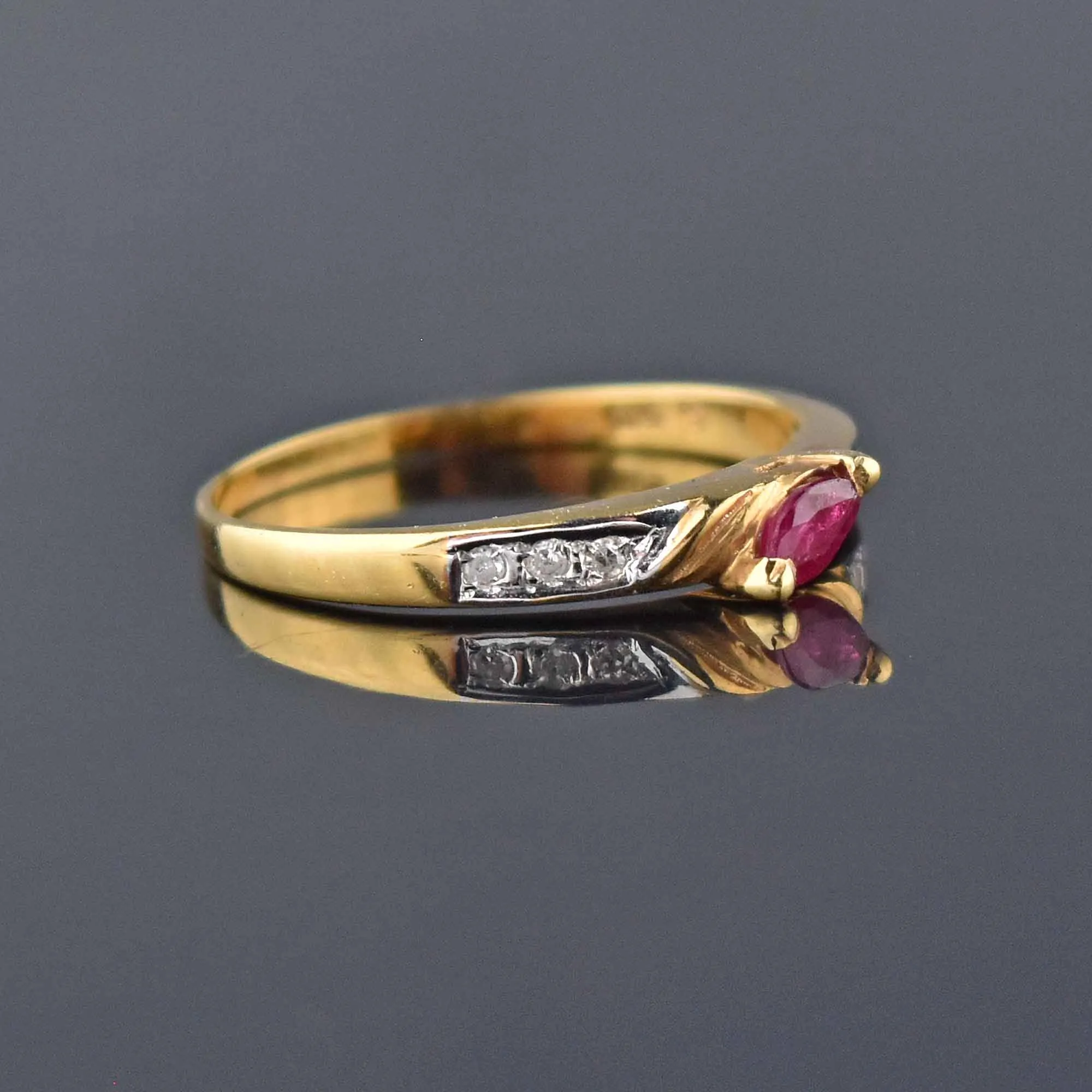 Fine 14K Gold Ruby and Diamond Stacking Ring