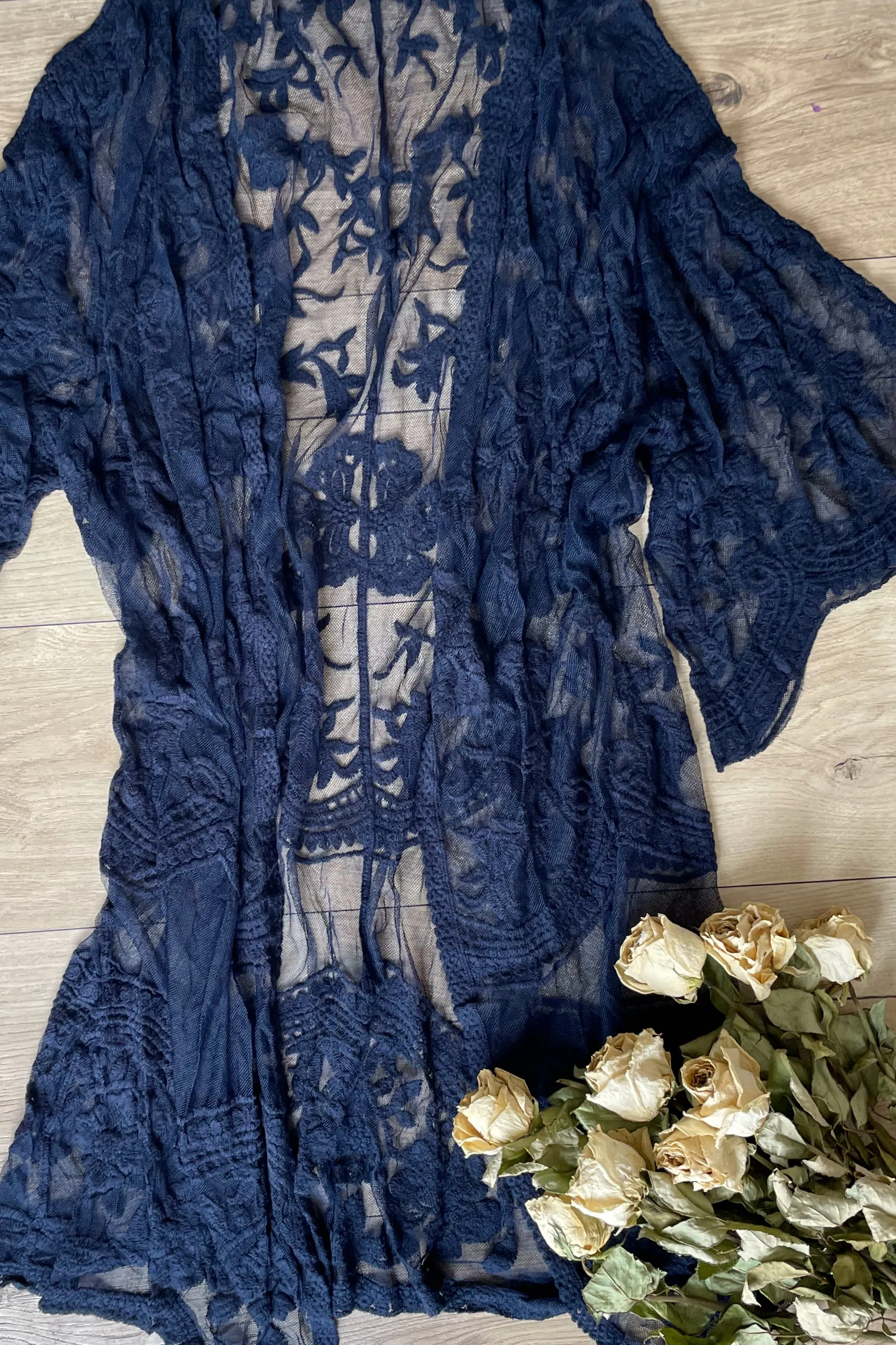 Fleetwood Lace Cape Kimono - Navy