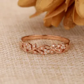 Floral Leaf Design Stack Diamond Fashion Ring - LR17