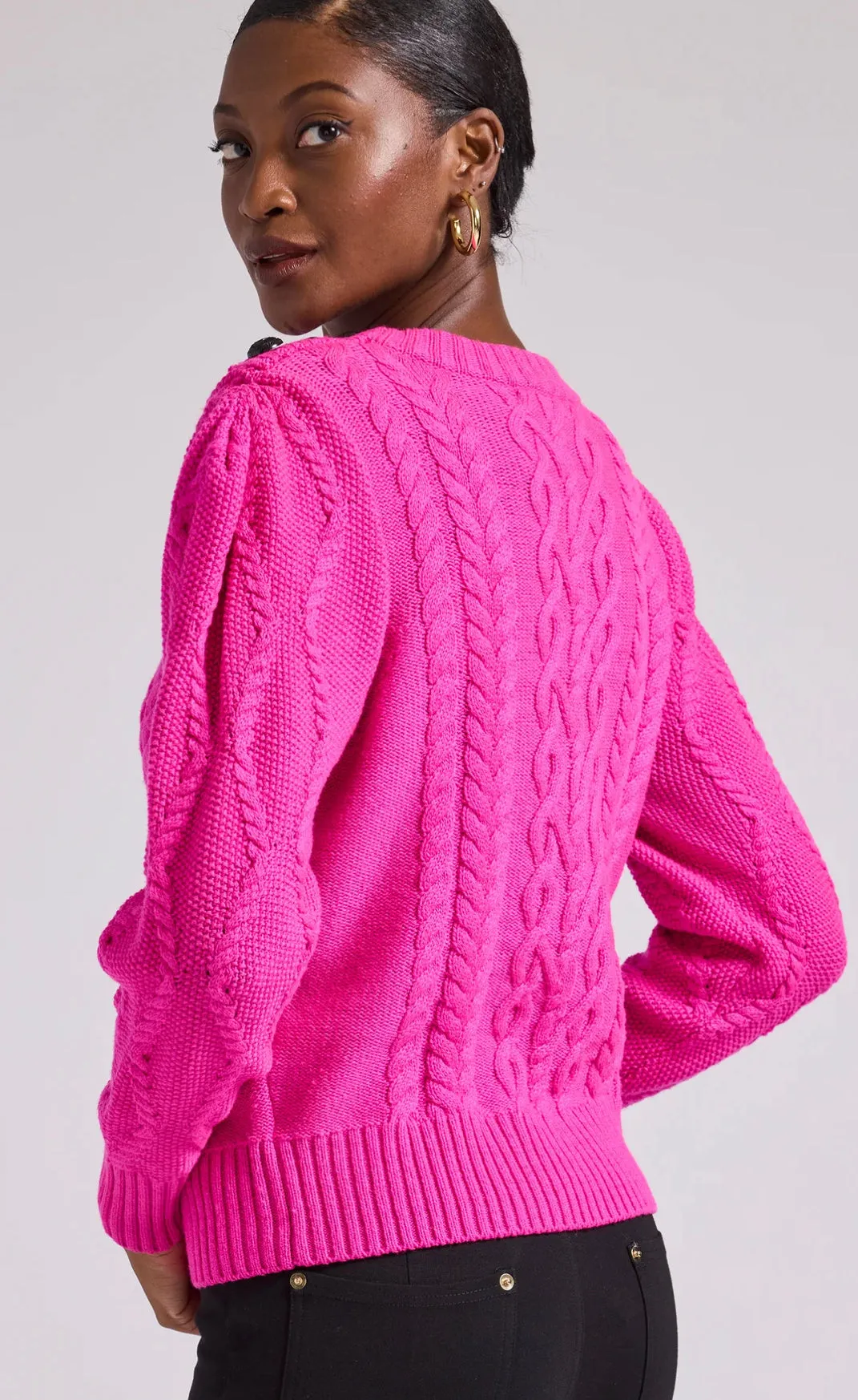 Generation Love - Brooks Cable Sweater - Hot Pink