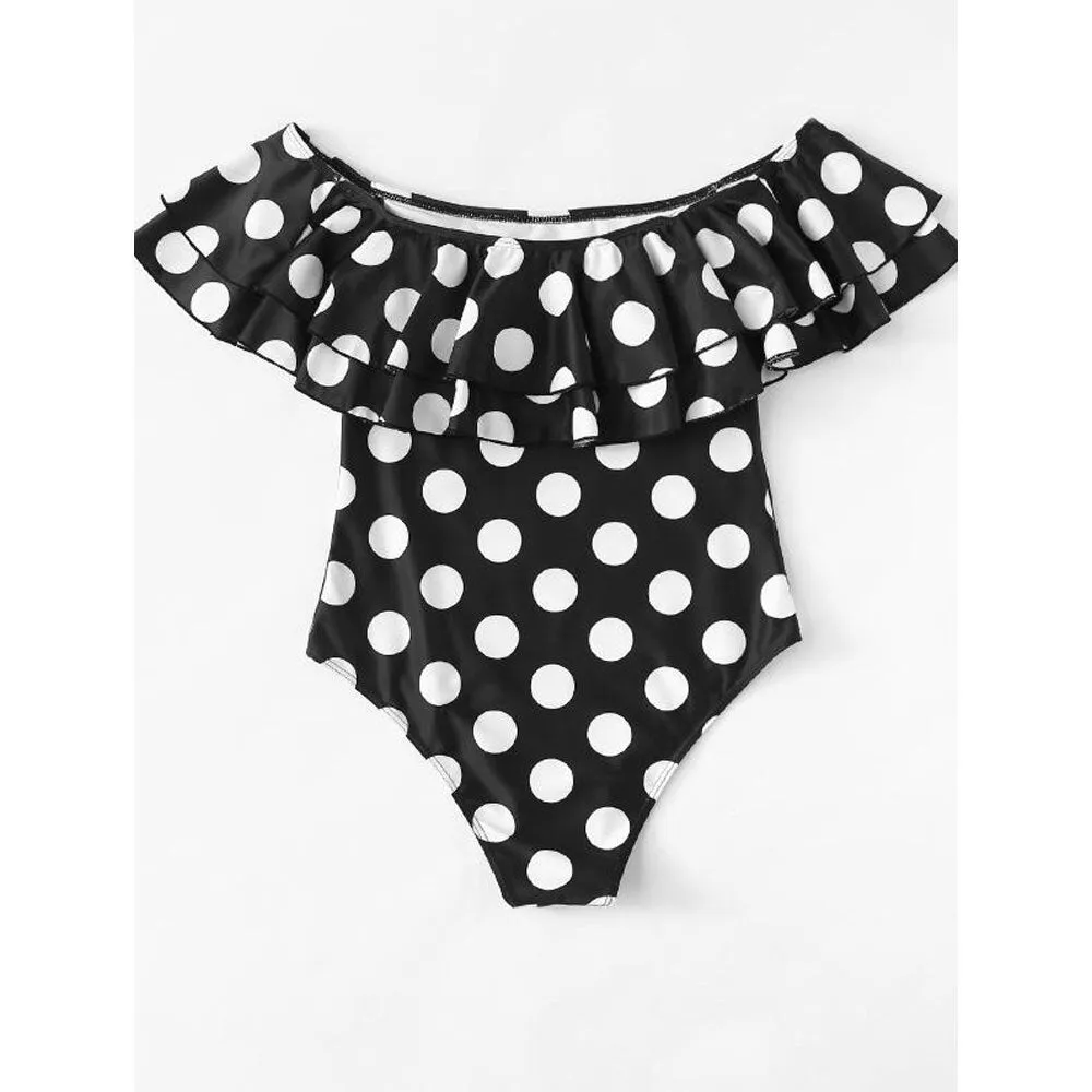 Gia Frauen Off-Shoulder-Badeanzug New Sexy Polka Dot One Piece