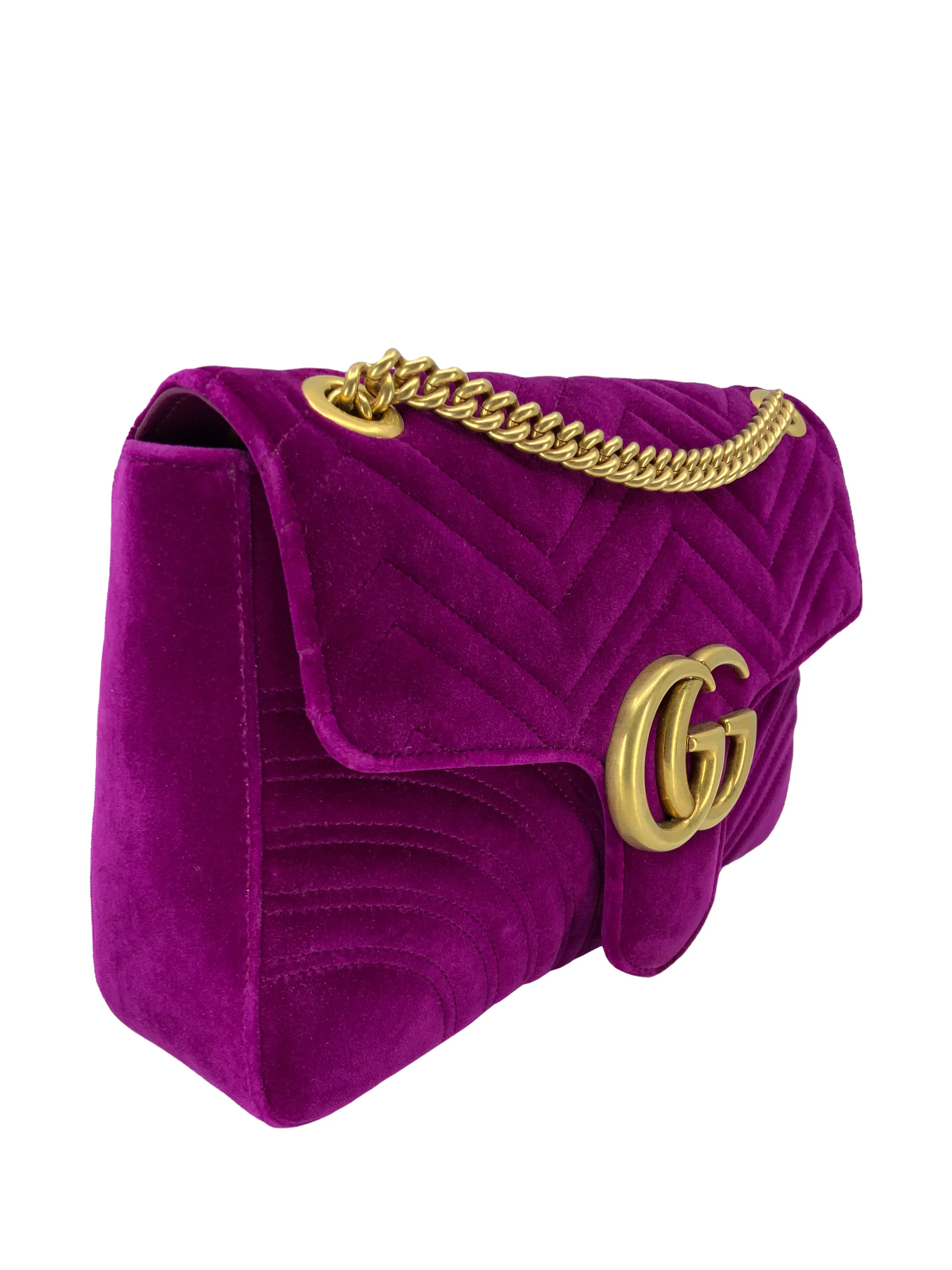 Gucci GG Marmont Matelasse Velvet Medium Shoulder Bag