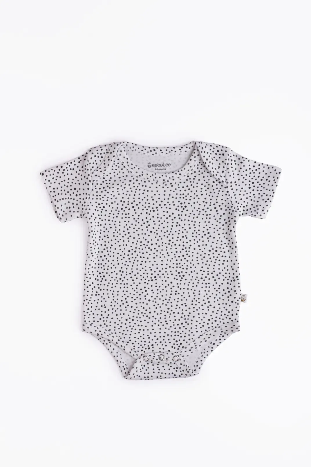 Half sleeve small round pattern in white bodysuit for baby