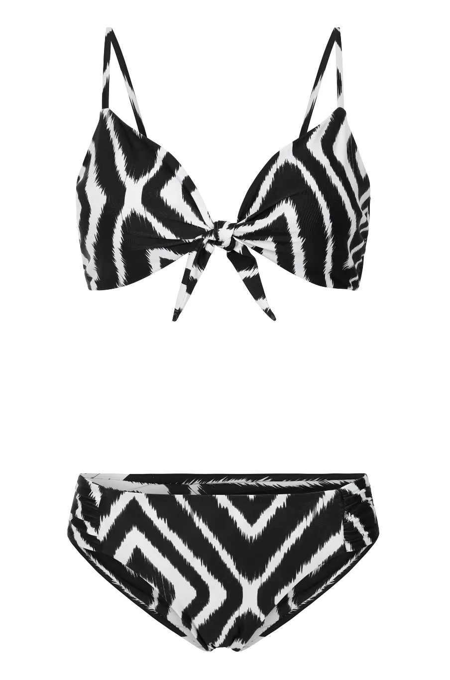 HALO Montego Bikini Top in Black and White Ikat