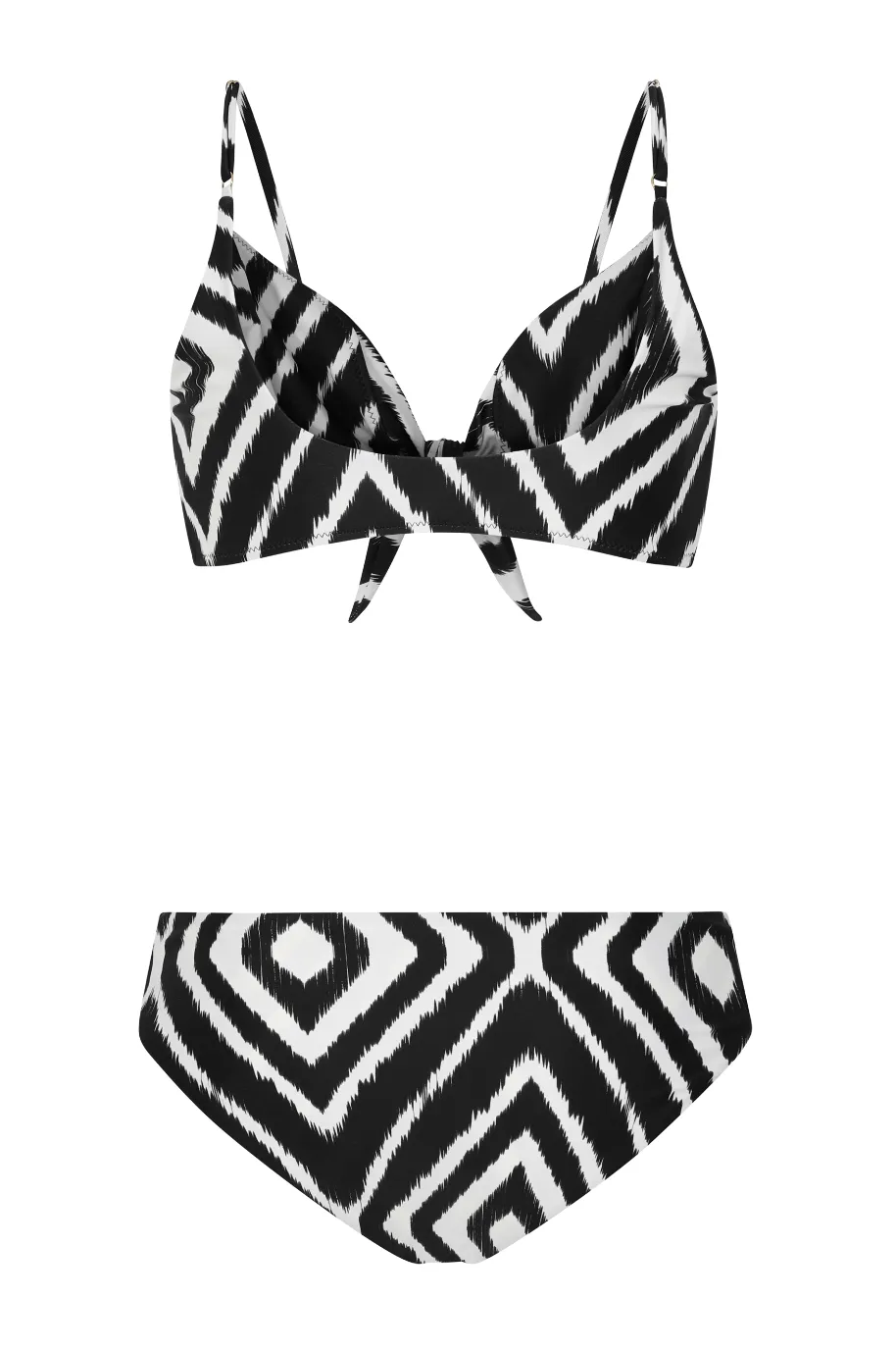 HALO Montego Bikini Top in Black and White Ikat