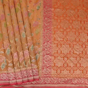 Handwoven Beige  Banarasi Georgette Saree - 388N011213DSJ