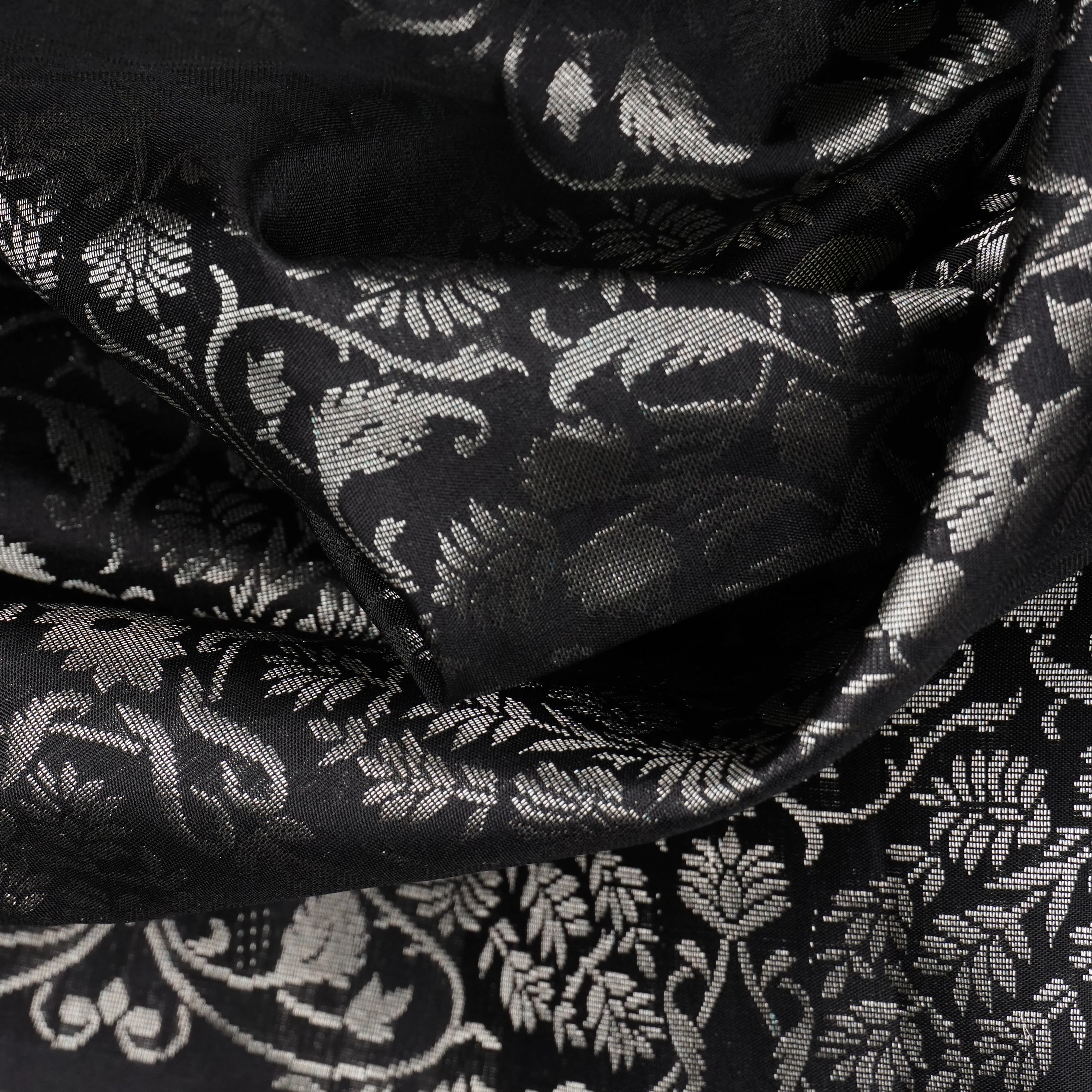 Handwoven Black Soft Silk Saree - 1846T008097DSC