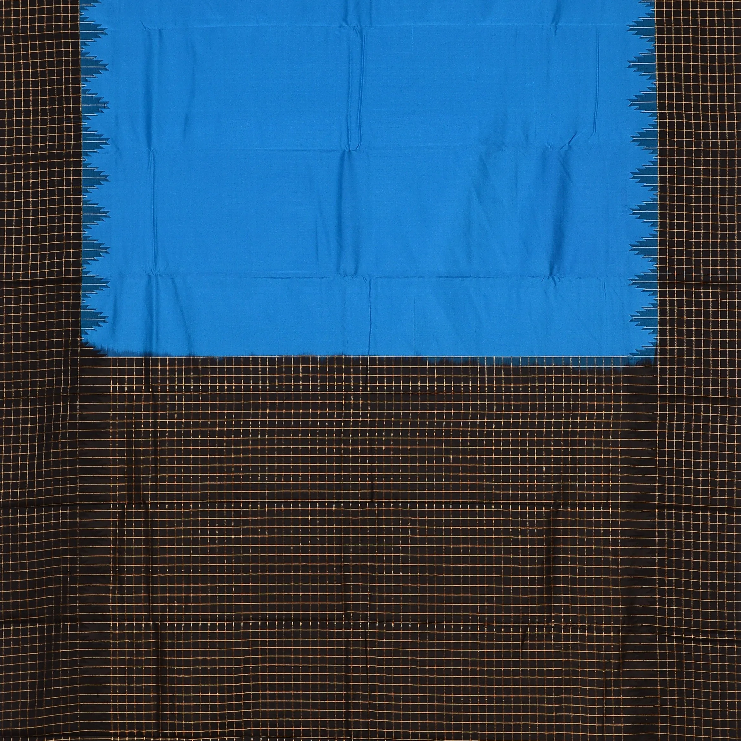 Handwoven Blue with Black Bangalore Silk Saree - 118N006246DSJ