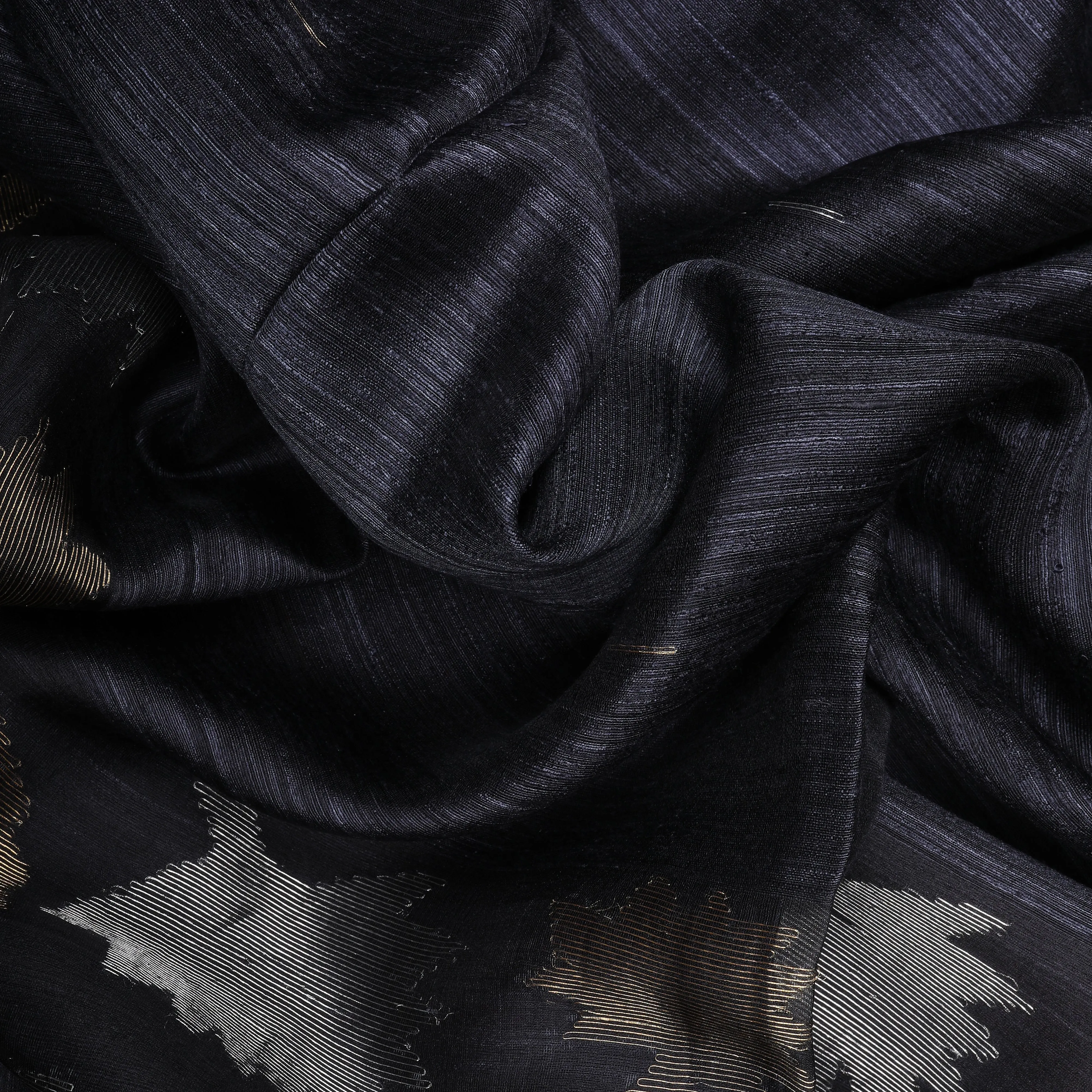 Handwoven Grey with Black Matka Silk Saree - 1217T003873DSC