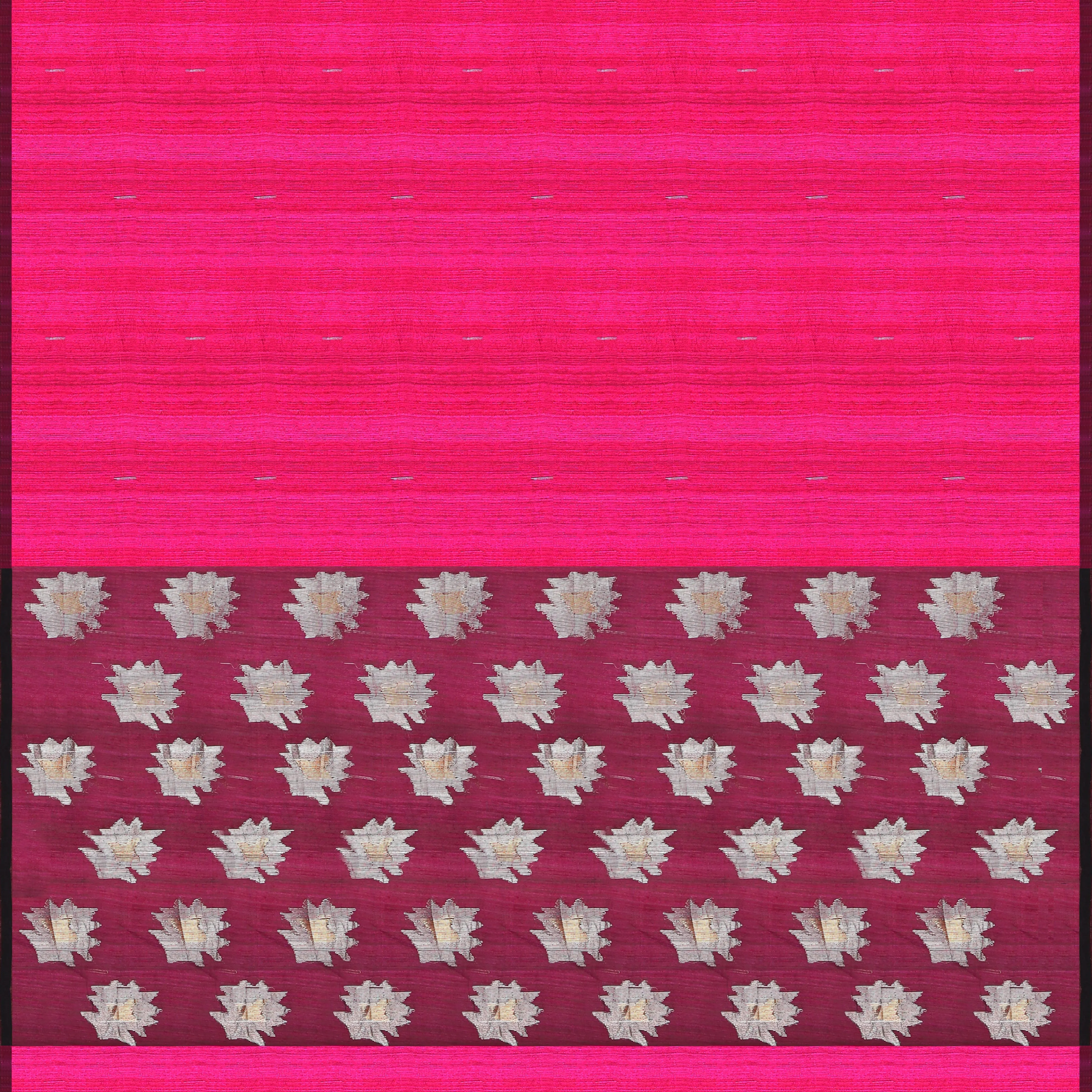 Handwoven Magenta with black Matka Silk Saree - 1276T003875DSC