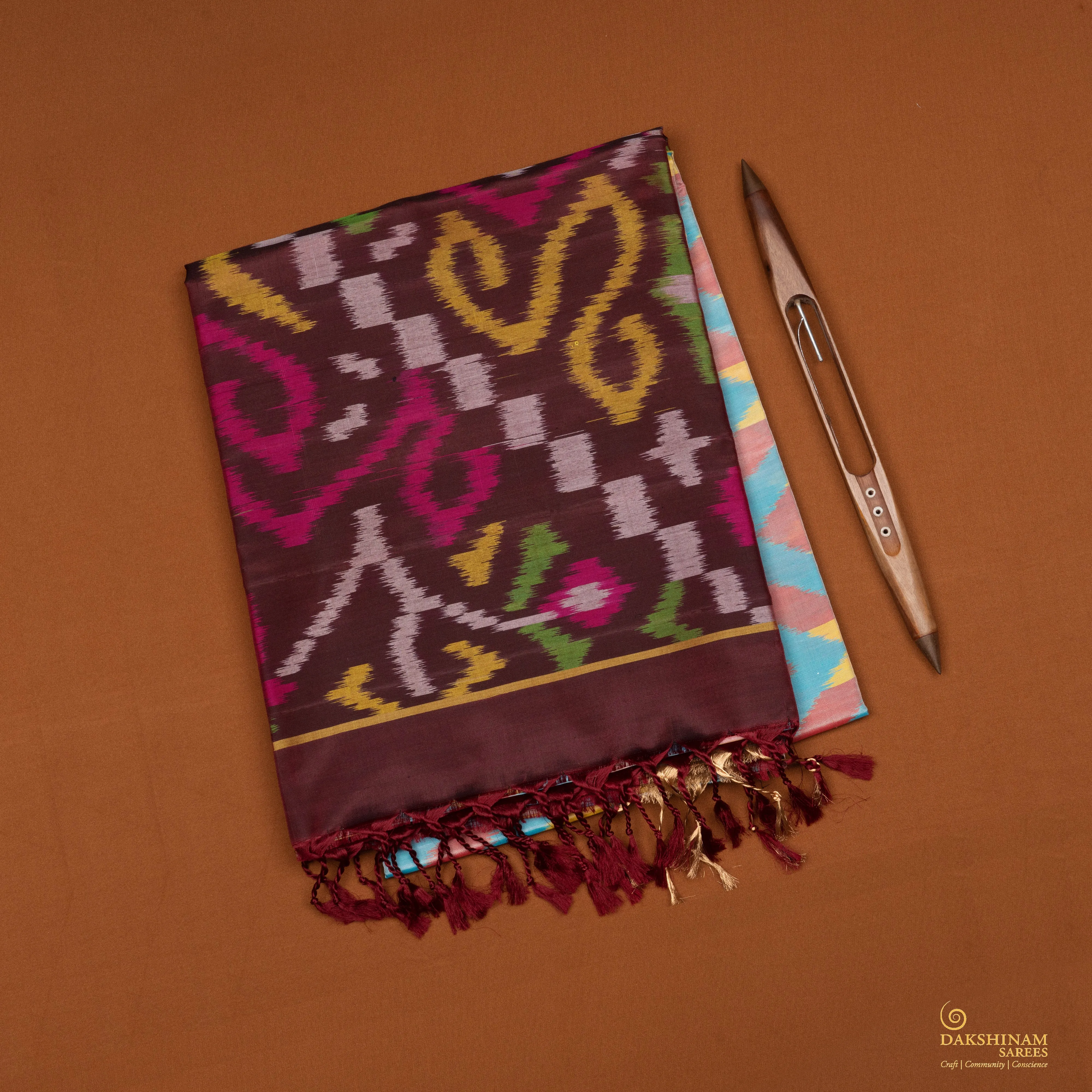 Handwoven Multi-colour with Brown Soft Silk Saree - 2106T010113DSC