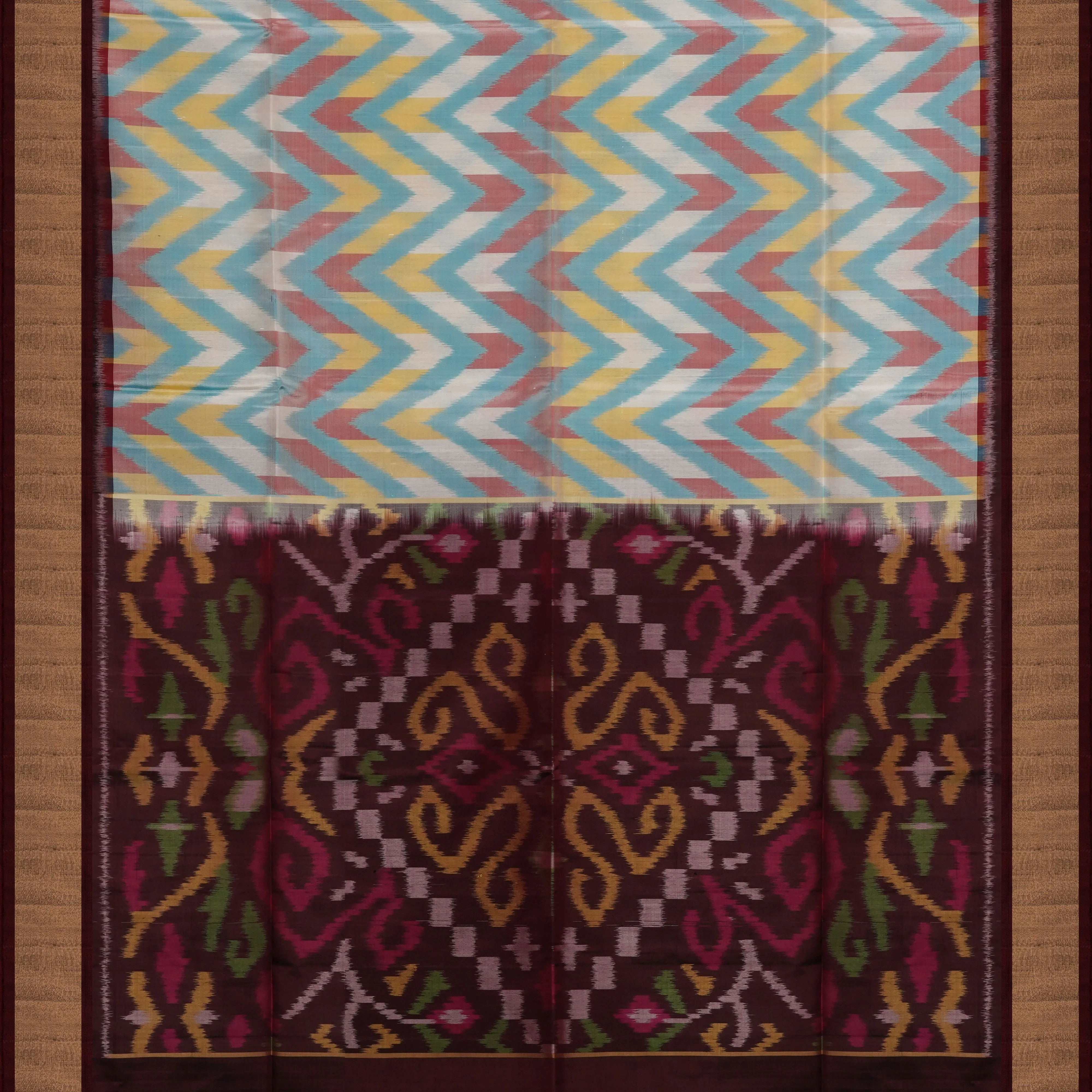 Handwoven Multi-colour with Brown Soft Silk Saree - 2106T010113DSC