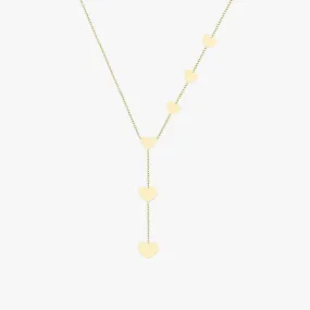 Heart Lariat Necklace | 14K Solid Gold