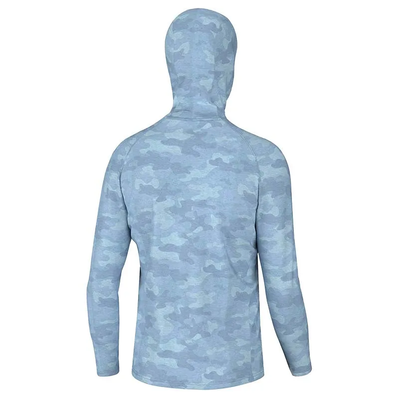 Heather Blend Hoodie T-Shirt in Light Blue Camo