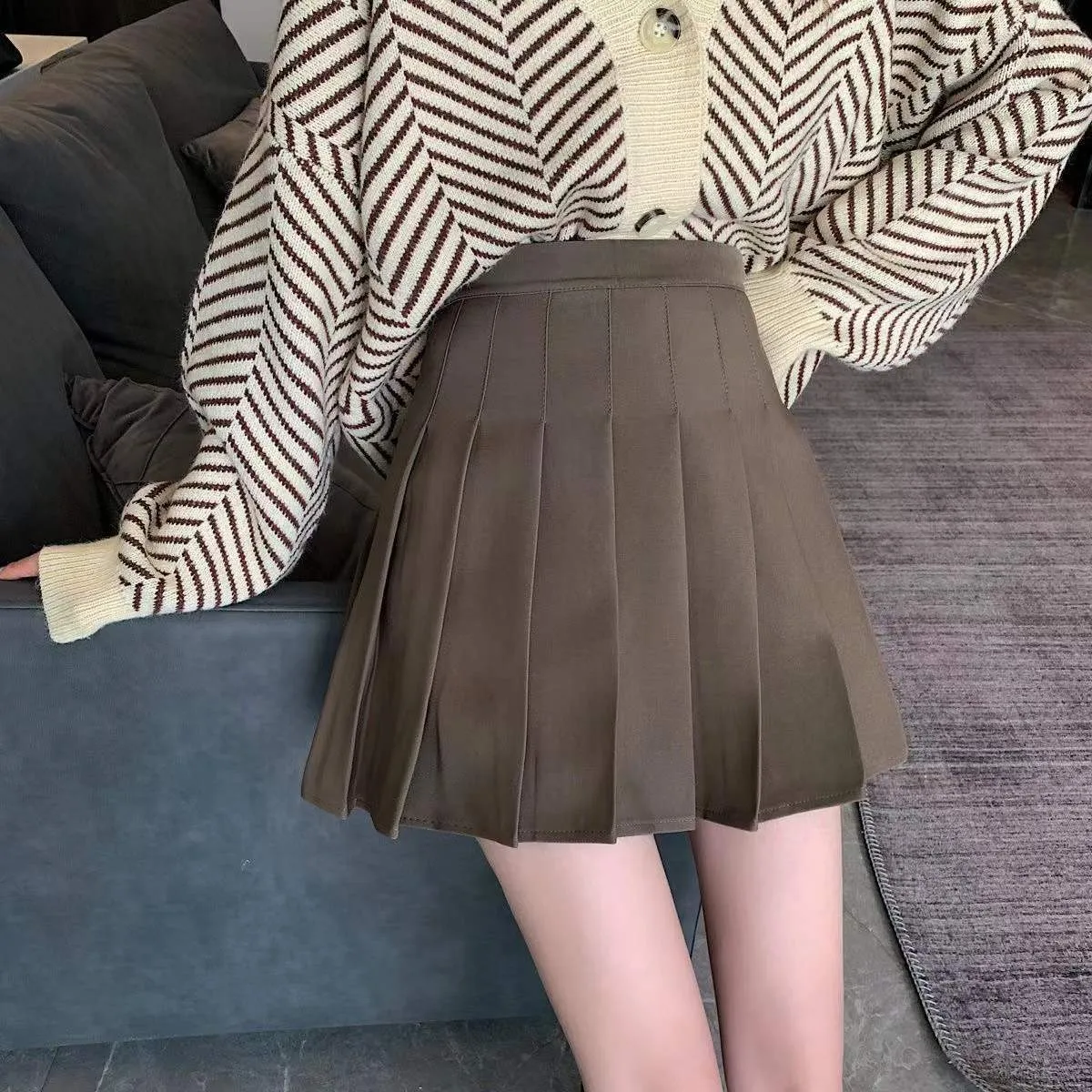 High Waist Pleated Skirt