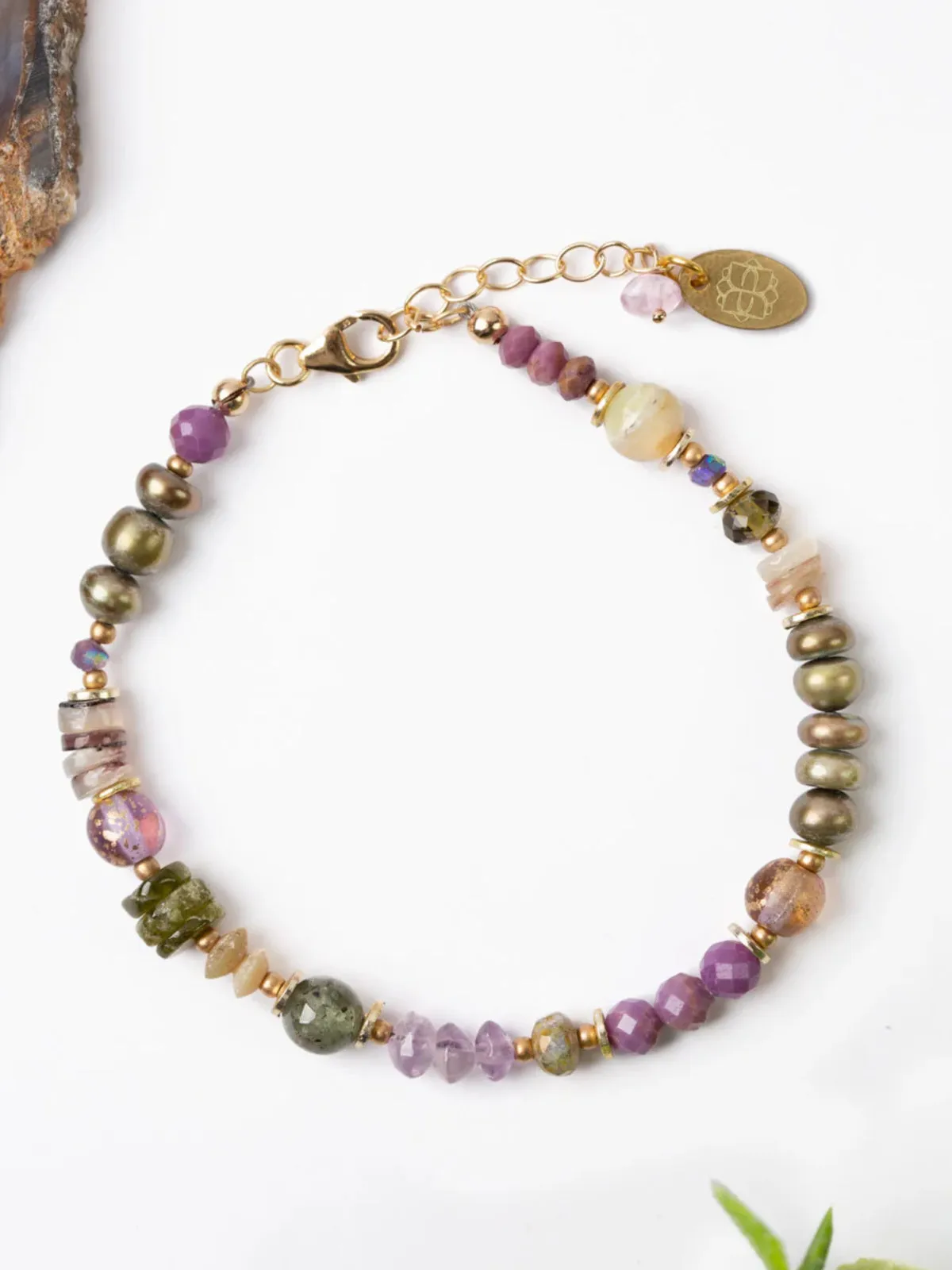 Hydrangea Gemstone & Crystal Beaded Bracelet by Anne Vaughan