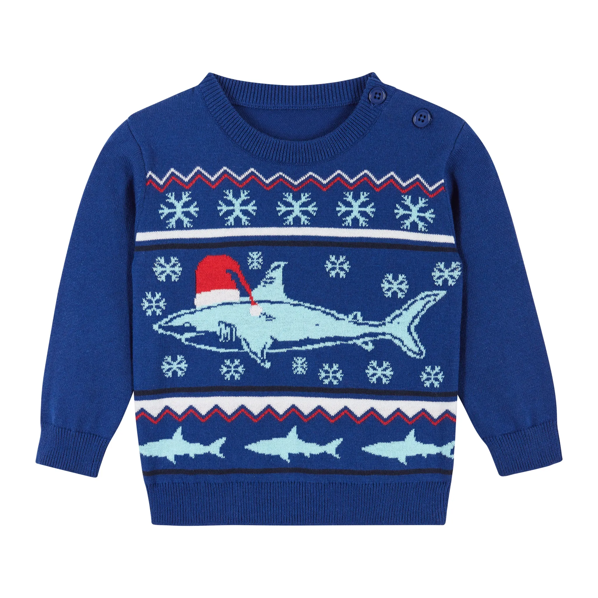 Infant Blue Holiday Shark Sweater Set | Navy