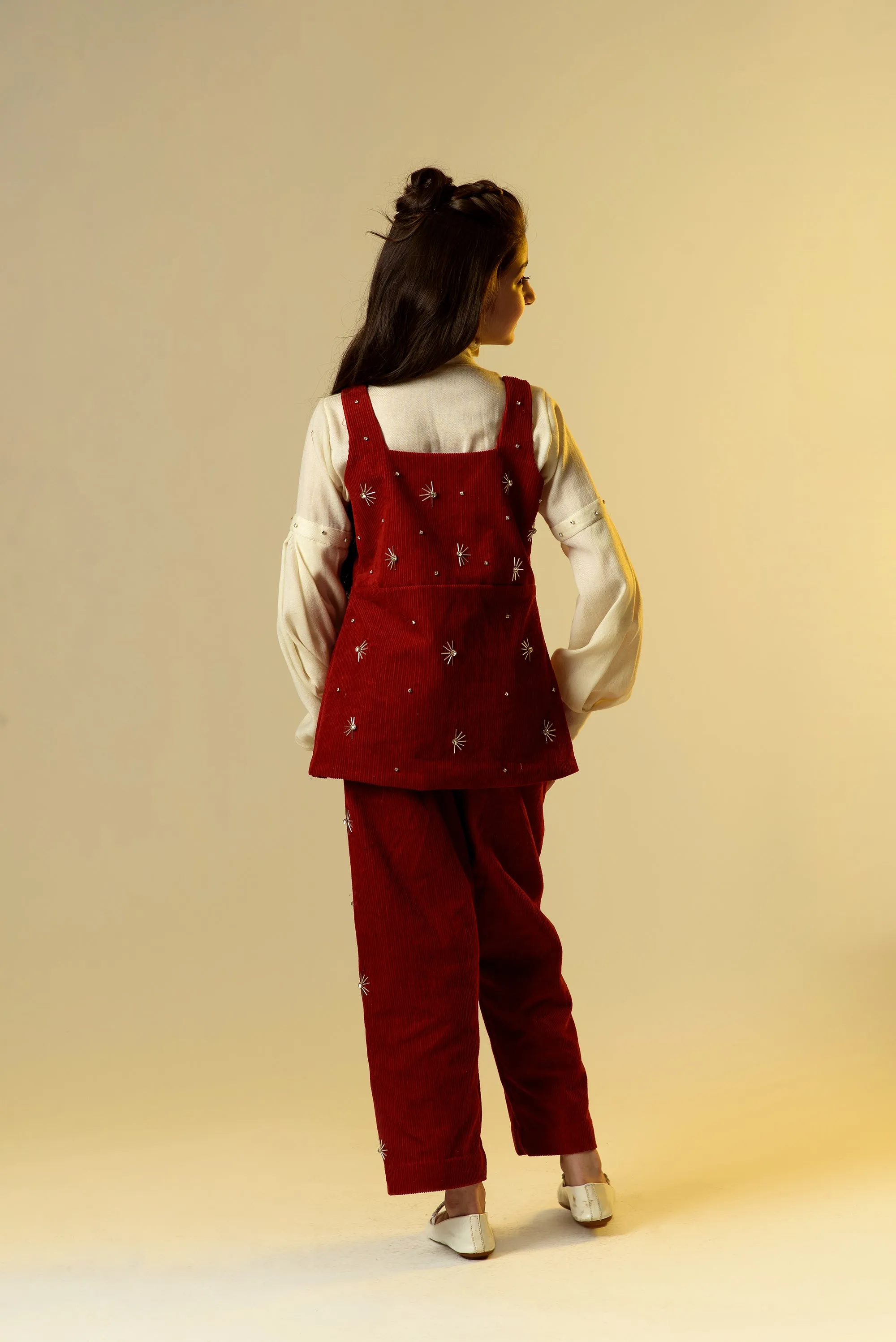 Isle of Dreams- Organic Corduroy Coordinate Set with Woollen Shirt For Girls