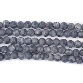 Larvakite 6mm Round Matte Large Hole Beads - 8 Inch