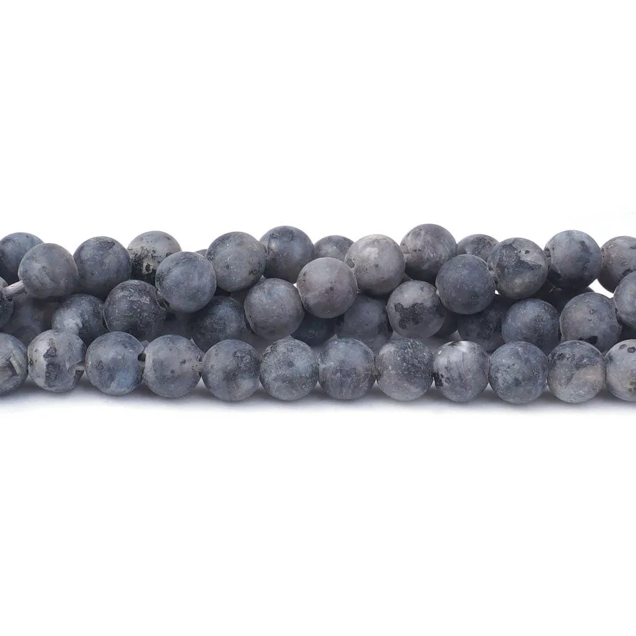 Larvakite 6mm Round Matte Large Hole Beads - 8 Inch