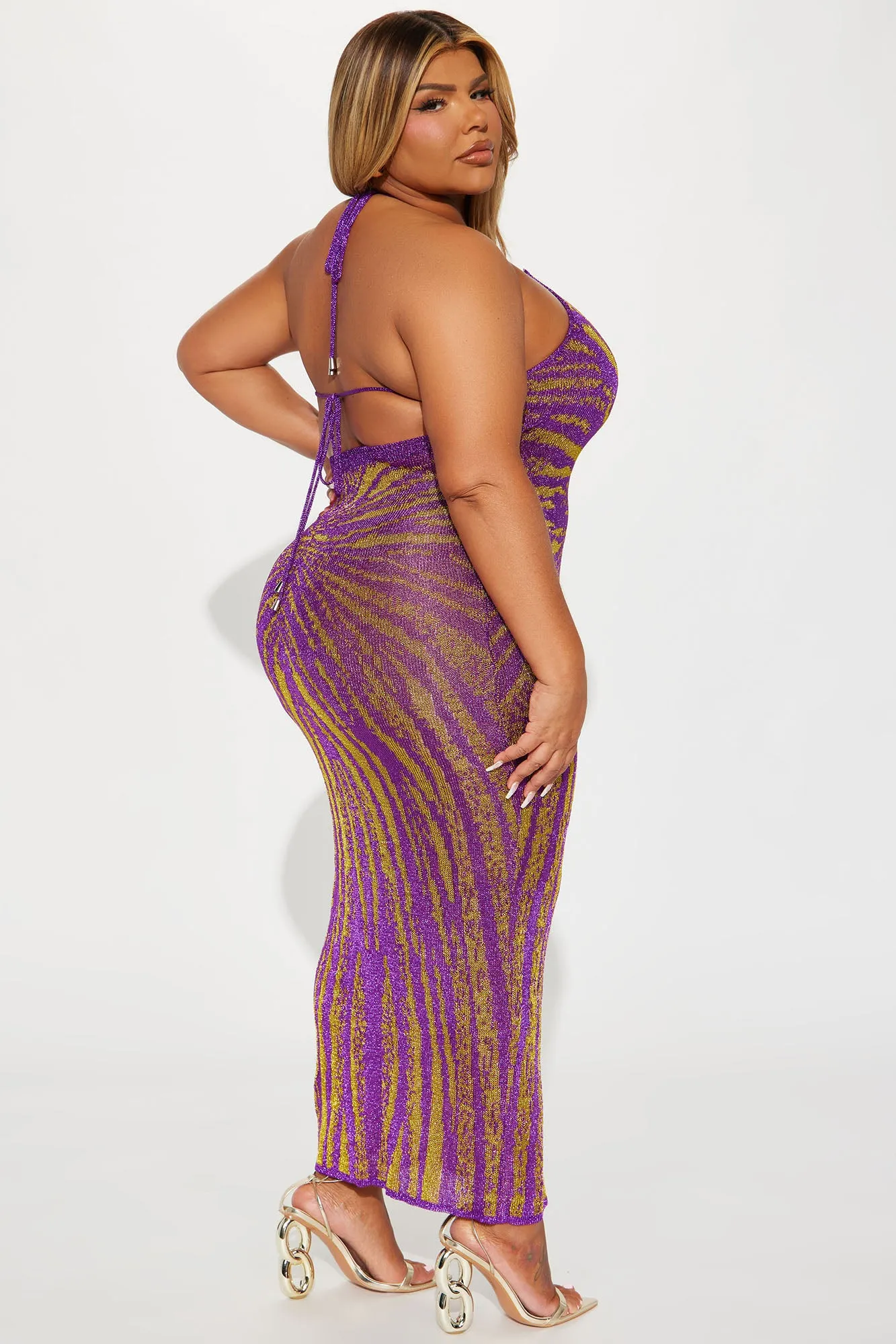 Leila Crochet Maxi Dress - Purple/combo