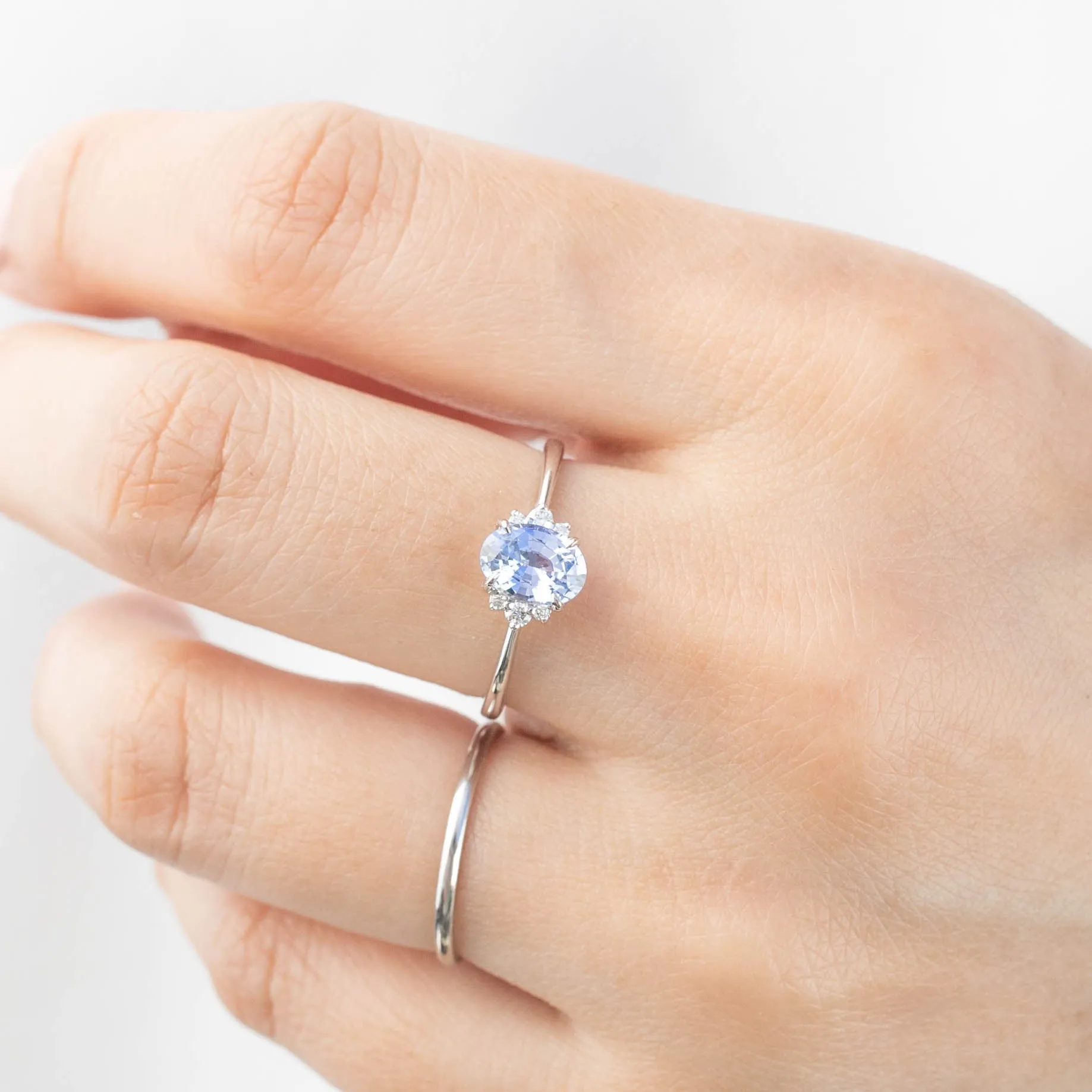 Lena Ring - 1.03ct Light Lavenderish Purple Blue Sapphire, 14k White Gold  (One of a kind)