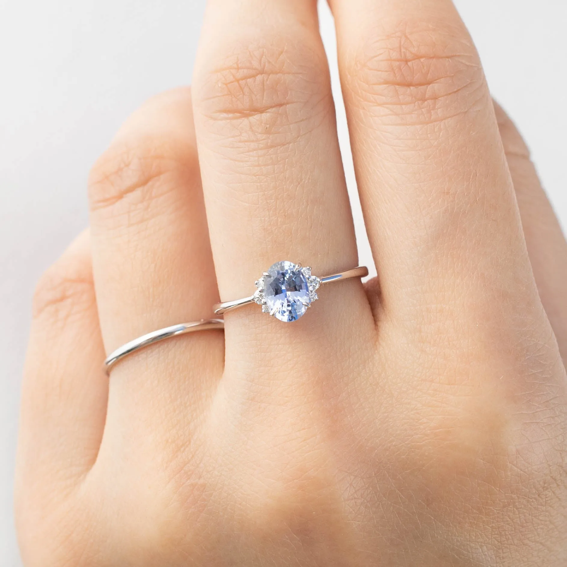 Lena Ring - 1.03ct Light Lavenderish Purple Blue Sapphire, 14k White Gold  (One of a kind)