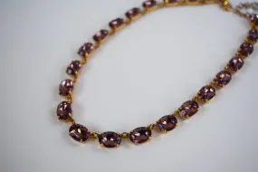 Light Amethyst Purple Crystal Collet Necklace - Medium Oval