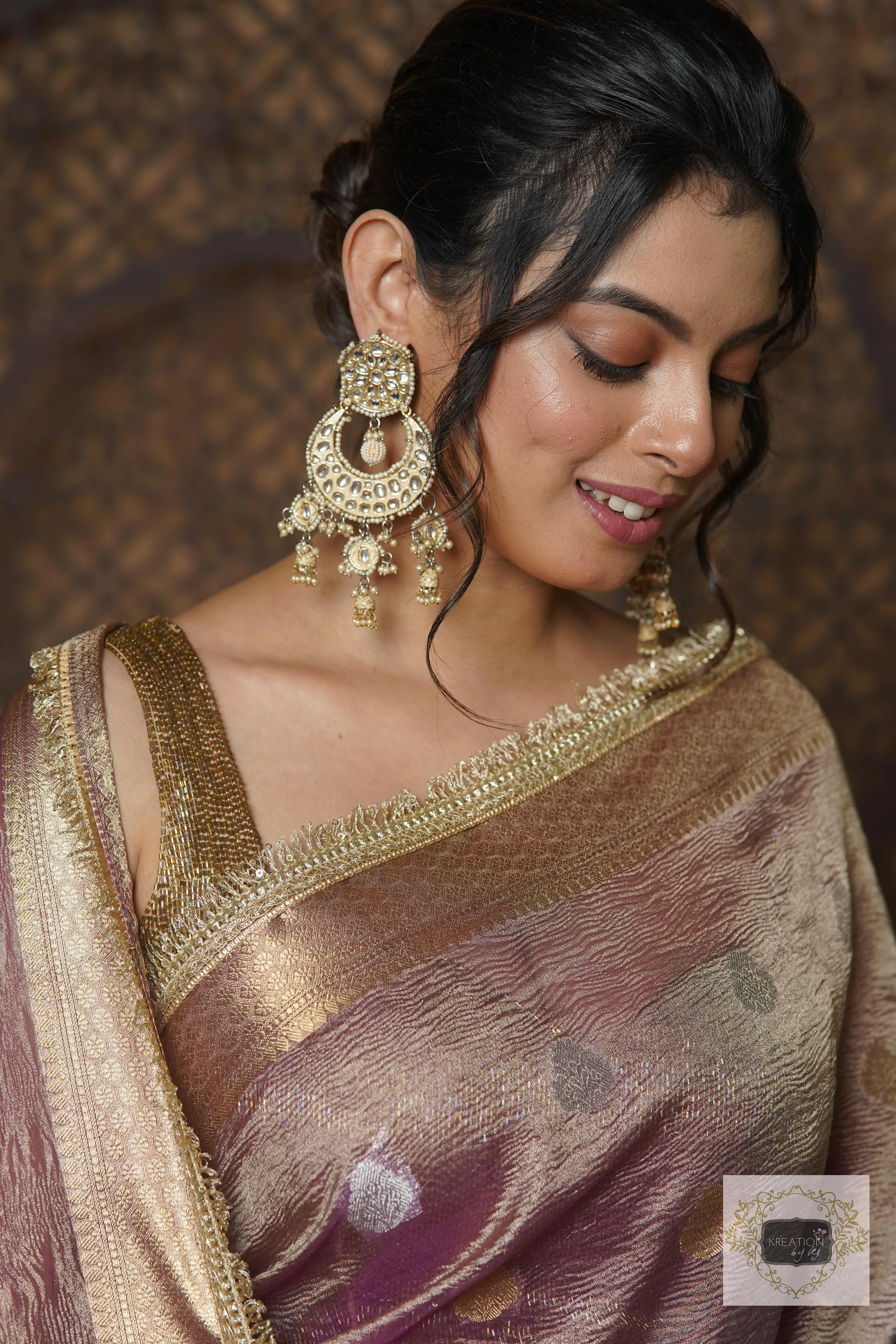 Light Purple Tissue Banarasi Saree with Golden Border