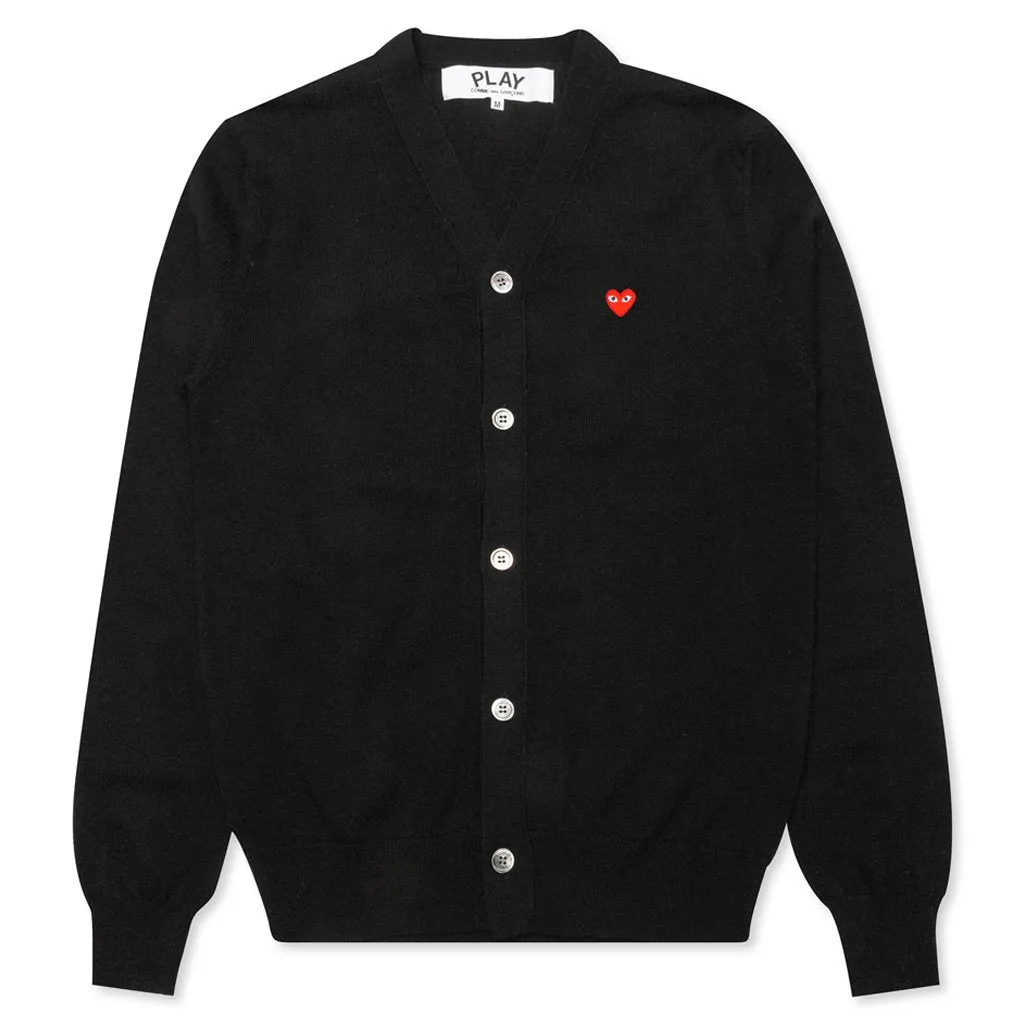 Little Red Heart Cardigan - Black