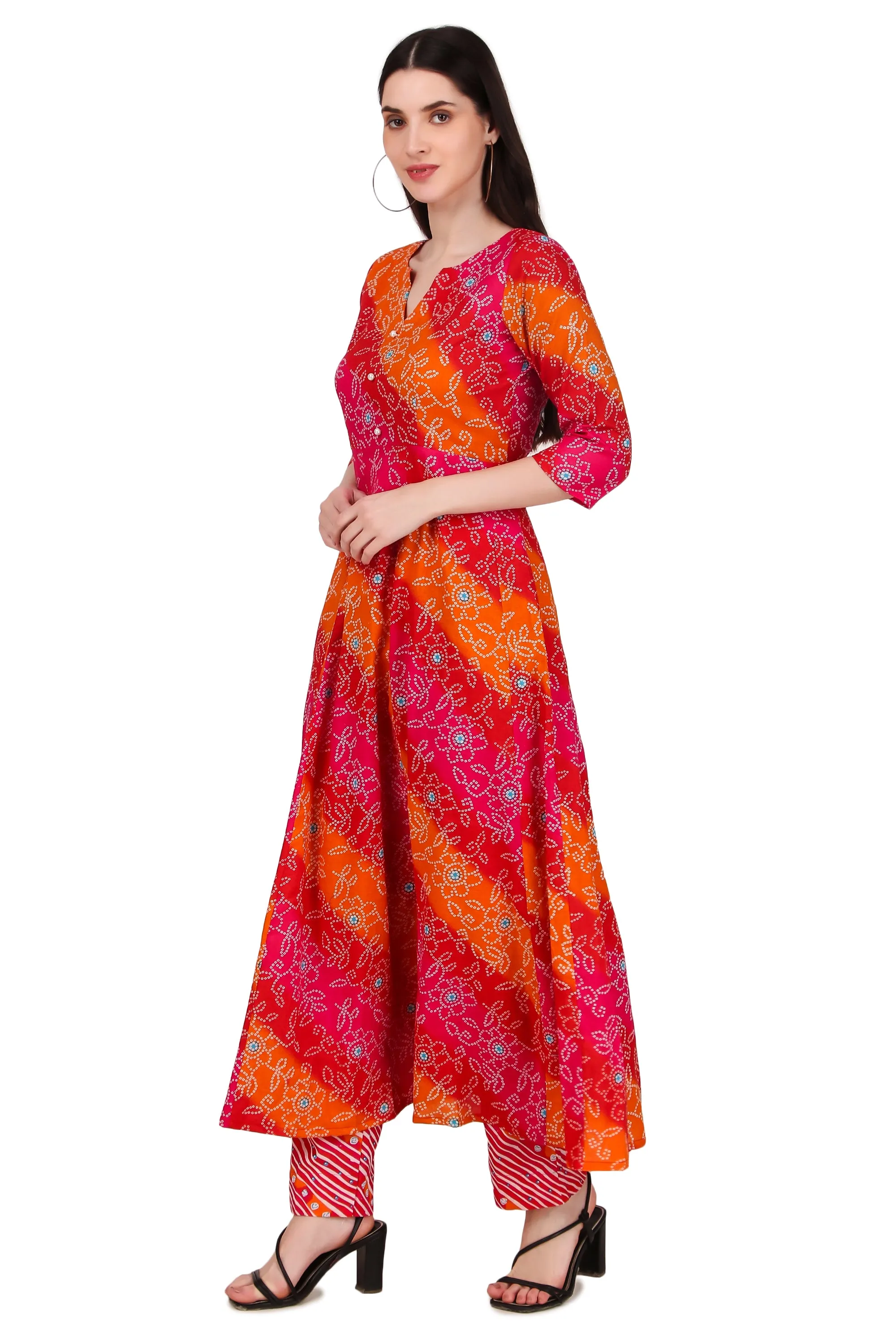 Magnetism Cotton Anarkali Kurta Pant set for Women