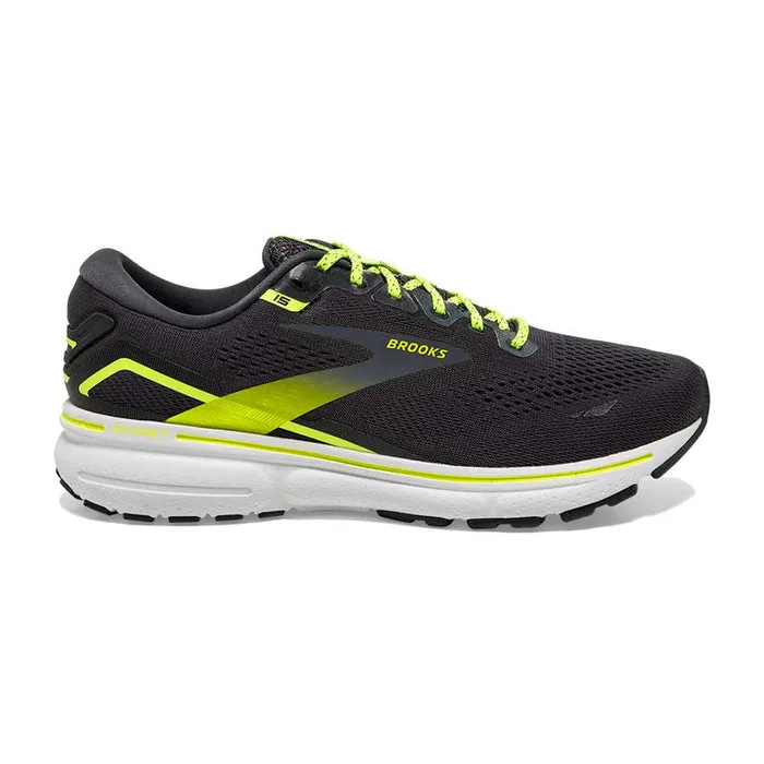 Men's Brooks Ghost 15, Ebony/White/Nightlife, 9.5 D Medium