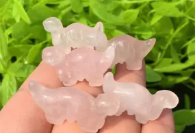 Natural Rose Quartz Crystal Dinosaur Figurine