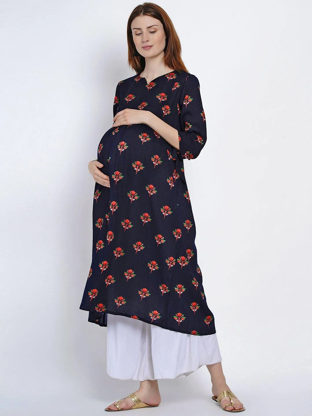 Navy A-Line Maternity Kurta