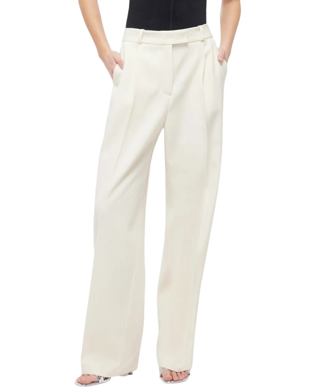 Novia Pleated Straight Leg Trouser (Eggshell)