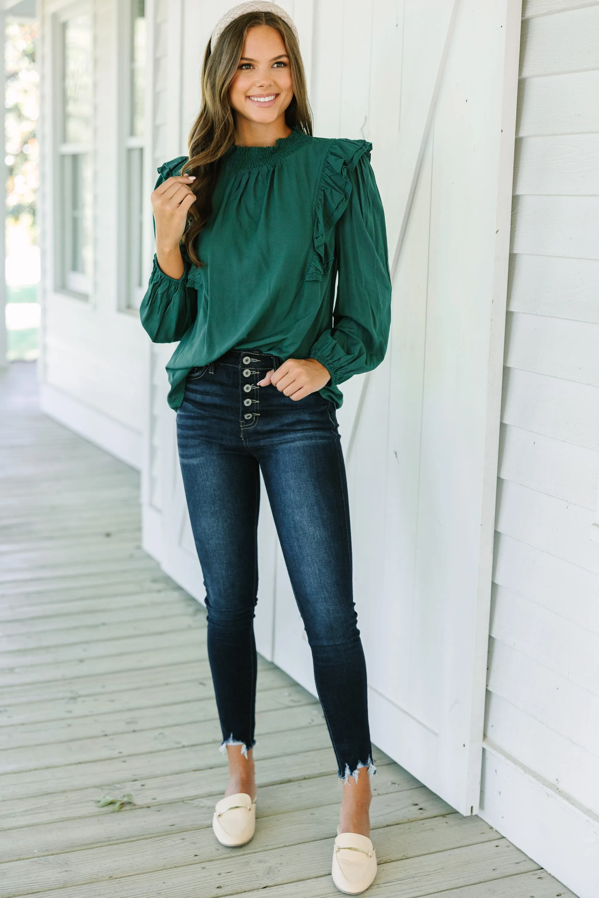 Now's The Time Olive Green Blouse