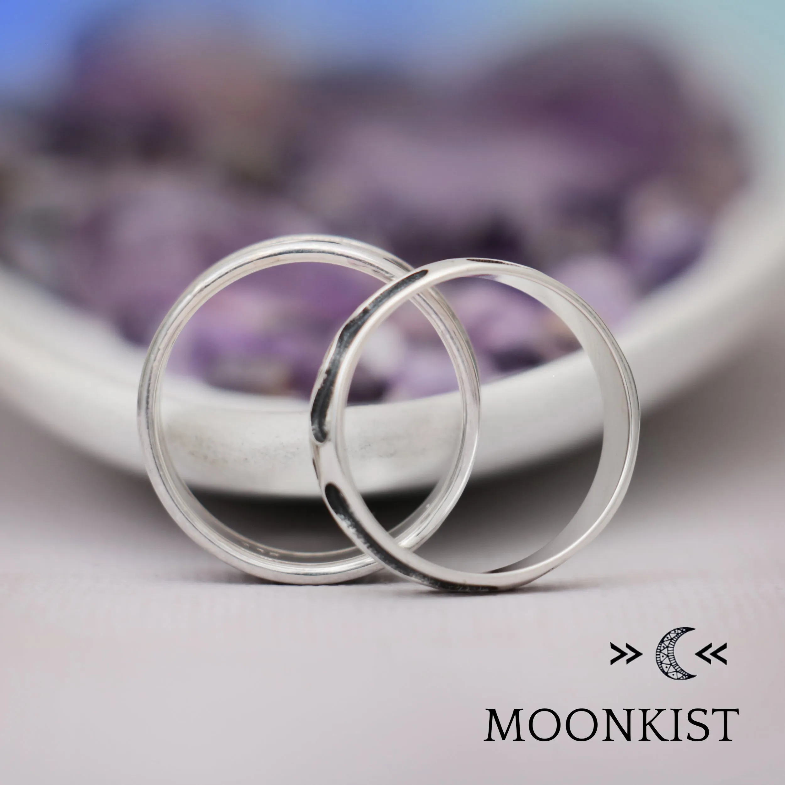 Oak Tree Wedding Band Set for Men and Women  | Moonkist Designs