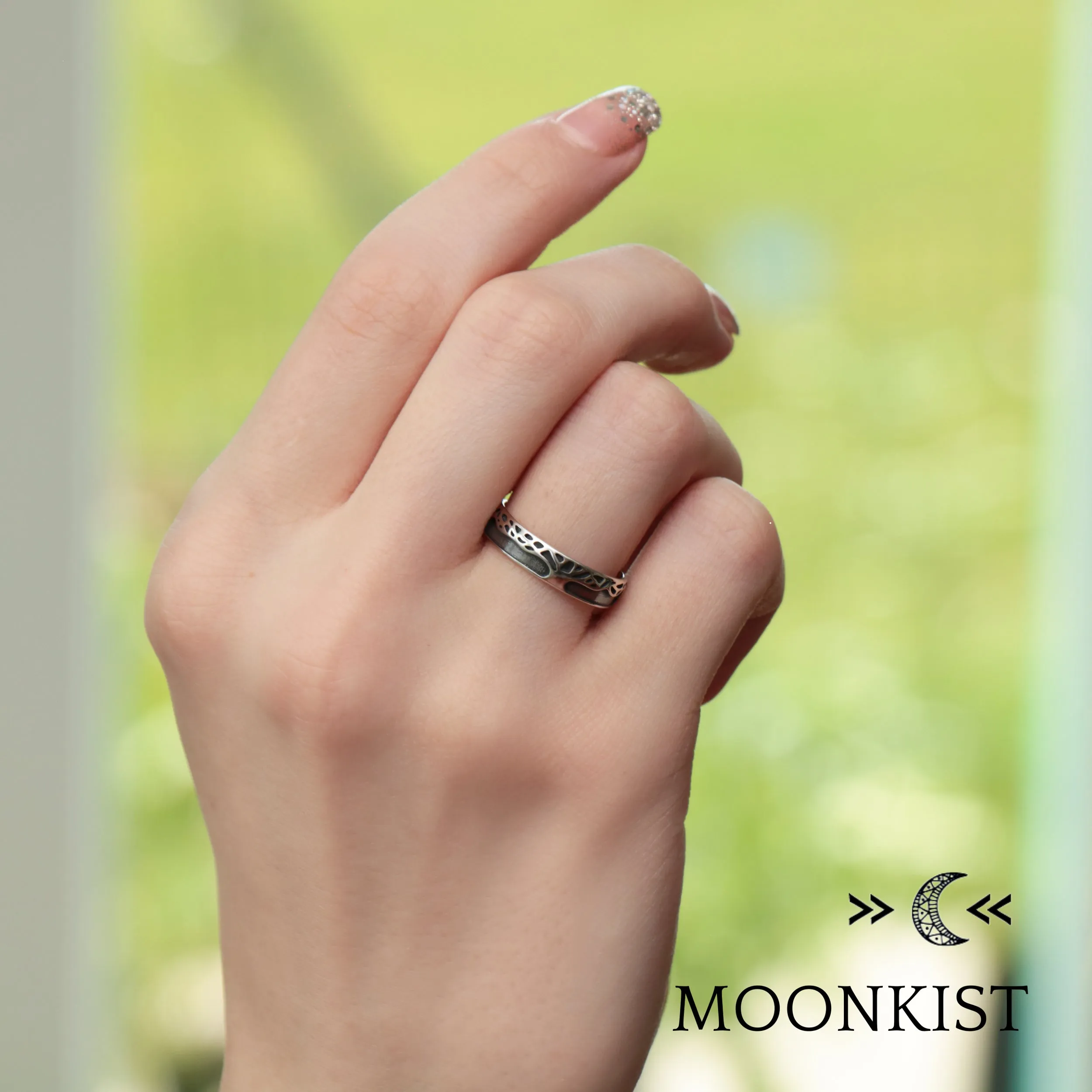 Oak Tree Wedding Band Set for Men and Women  | Moonkist Designs